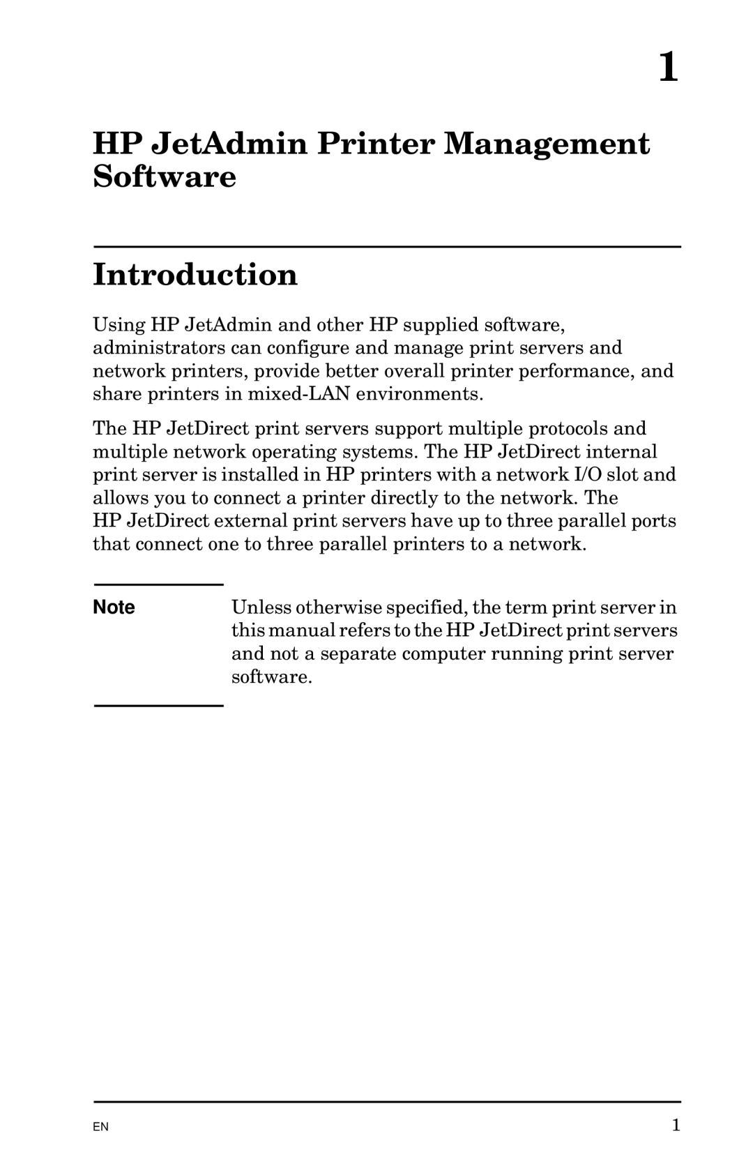 HP Jetadmin Software for OS/2 manual HP JetAdmin Printer Management Software Introduction 