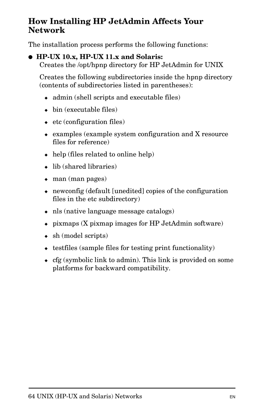 HP Jetadmin Software for OS/2 manual How Installing HP JetAdmin Affects Your Network, HP-UX 10.x, HP-UX 11.x and Solaris 