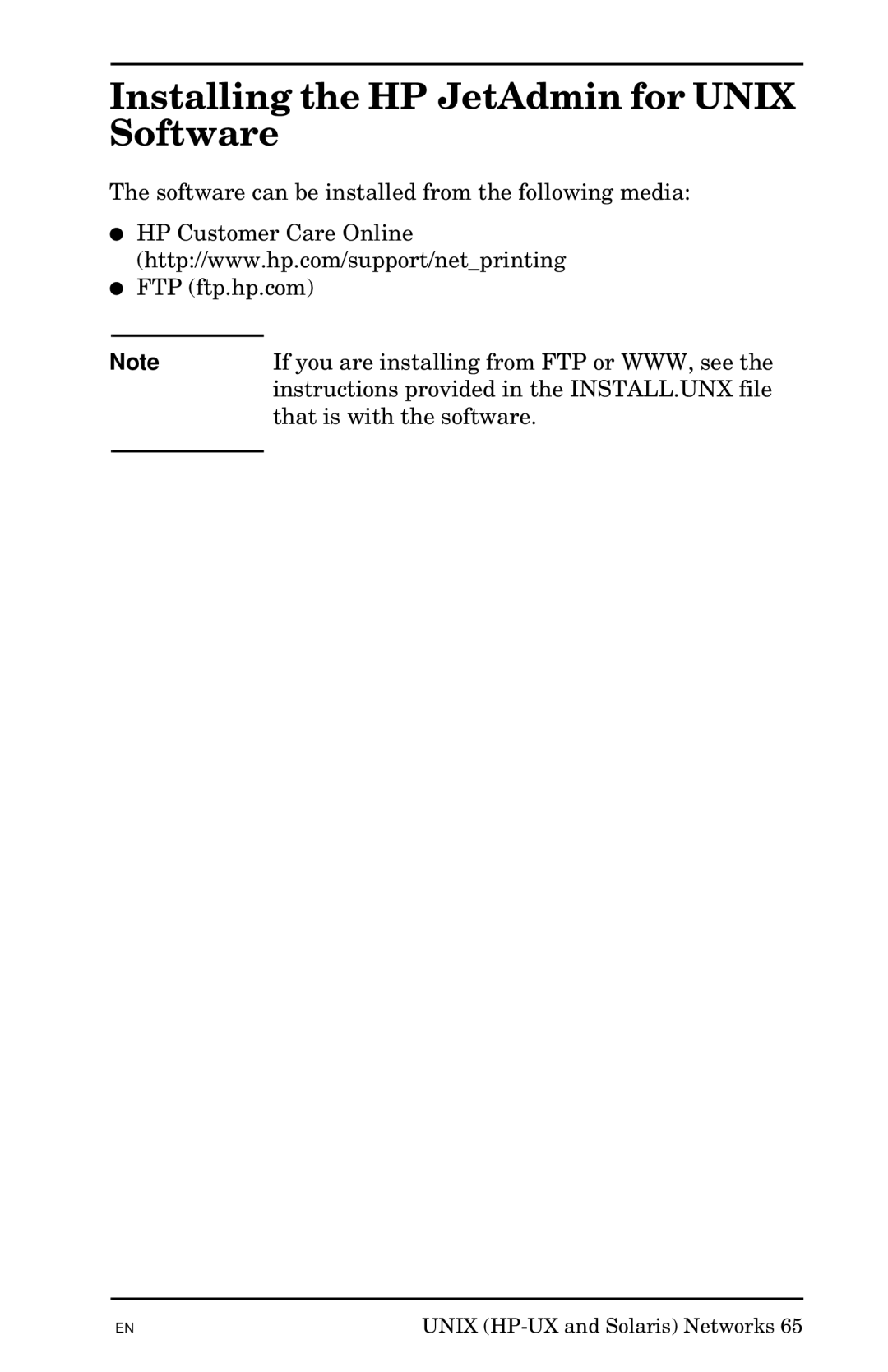 HP Jetadmin Software for OS/2 manual Installing the HP JetAdmin for Unix Software 