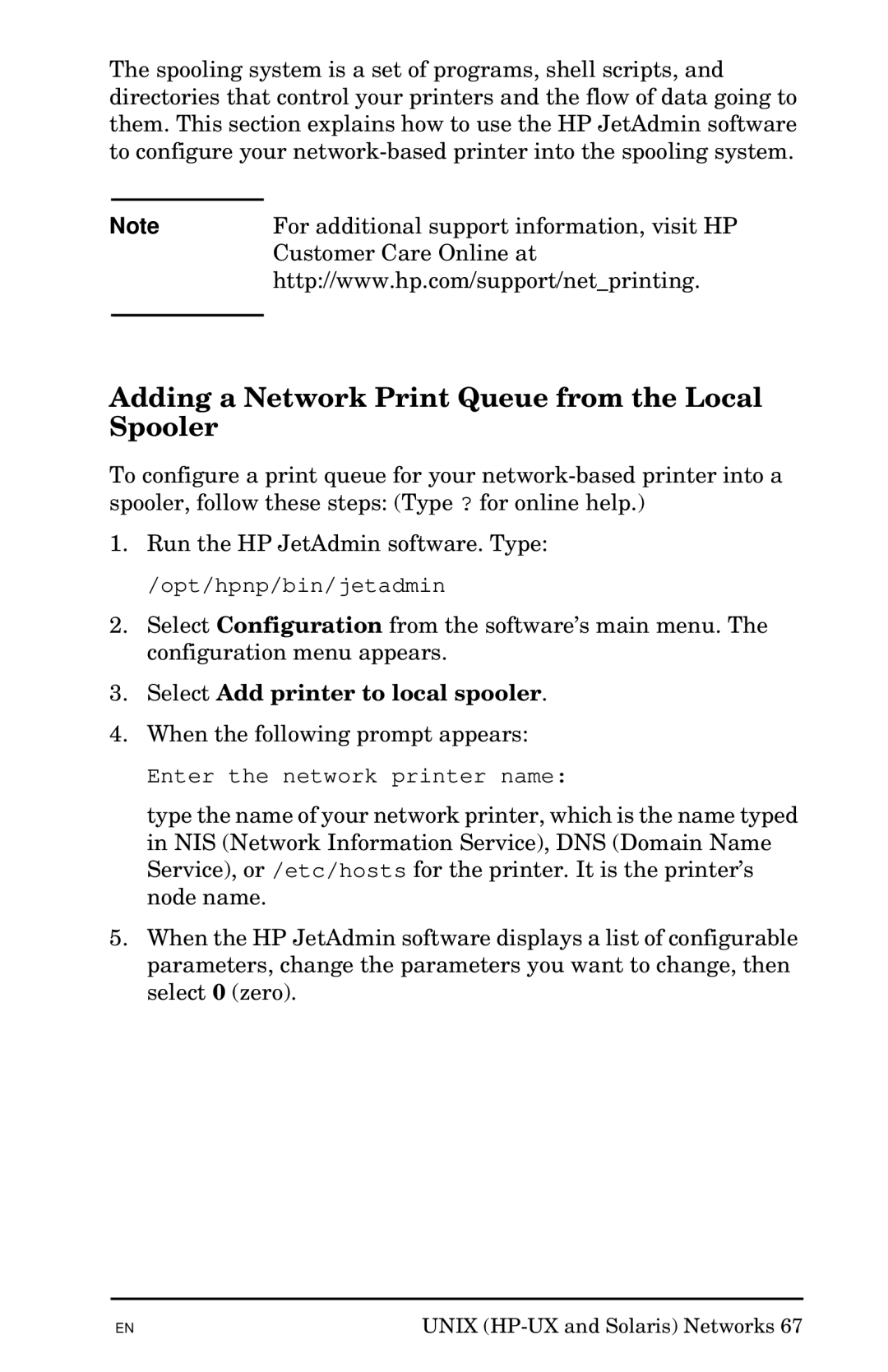 HP Jetadmin Software for OS/2 Adding a Network Print Queue from the Local Spooler, Select Add printer to local spooler 