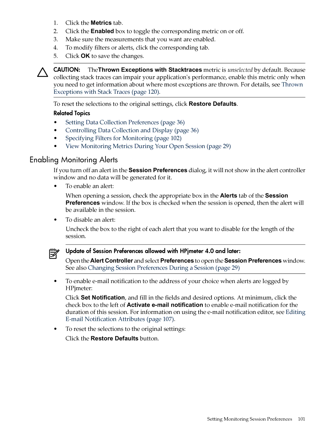 HP jmeter Software for -UX manual Enabling Monitoring Alerts 