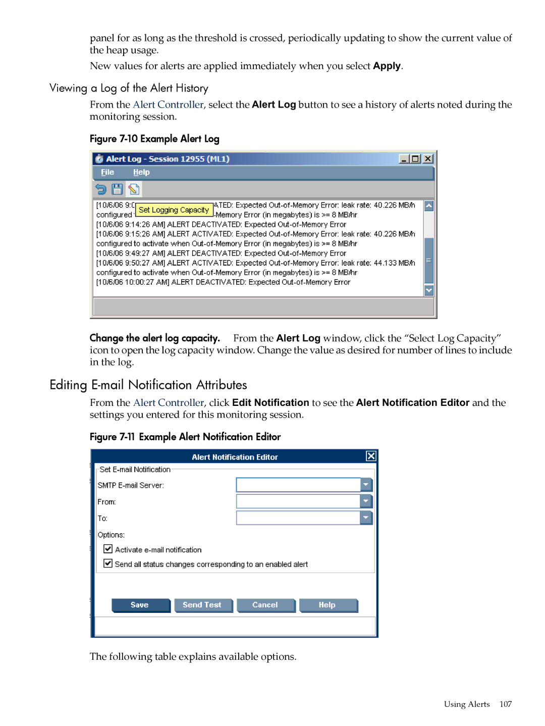 HP jmeter Software for -UX manual Editing E-mail Notification Attributes, Viewing a Log of the Alert History 