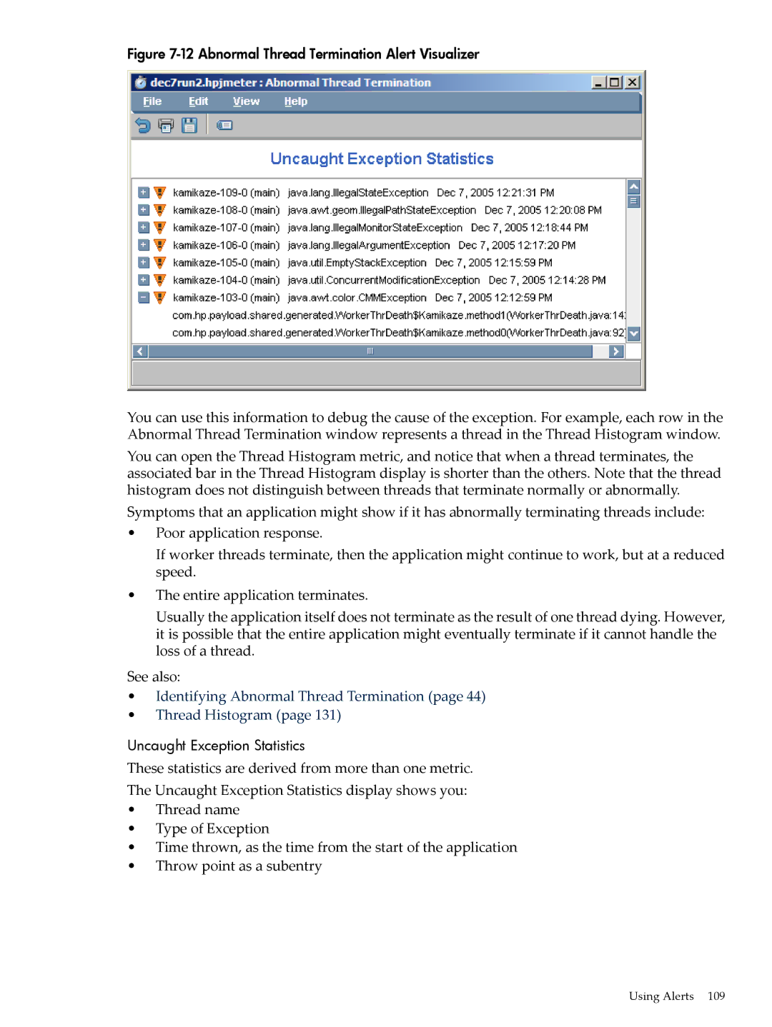 HP jmeter Software for -UX manual Identifying Abnormal Thread Termination Thread Histogram 