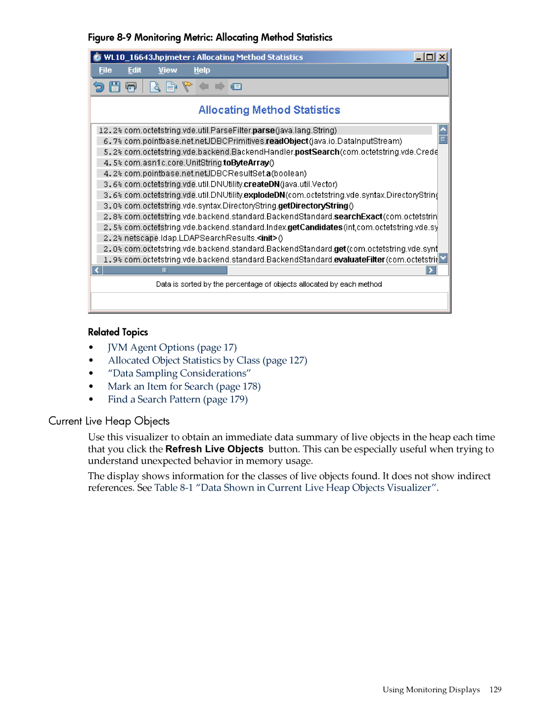 HP jmeter Software for -UX manual Current Live Heap Objects 