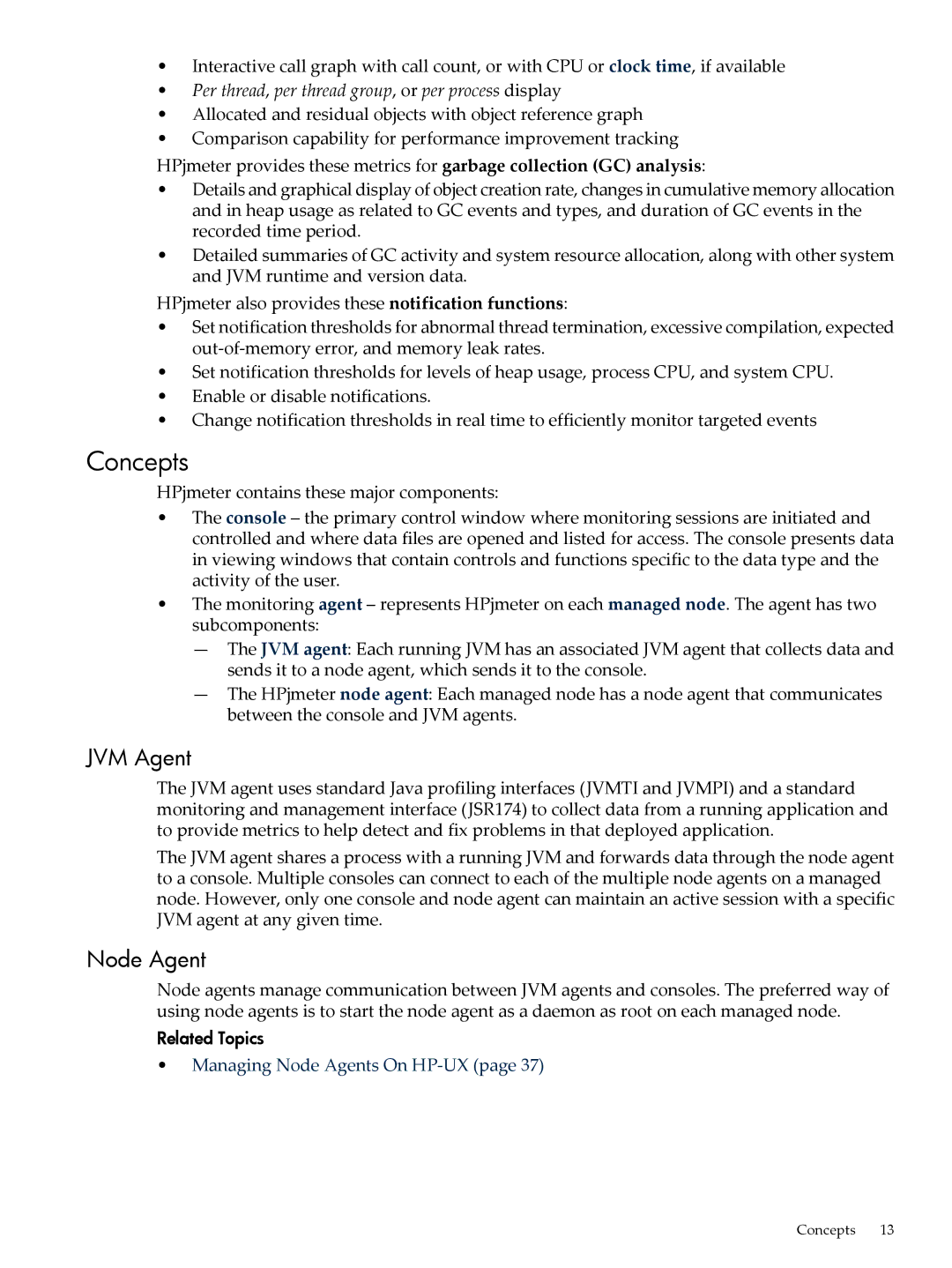 HP jmeter Software for -UX manual Concepts, JVM Agent, Node Agent 