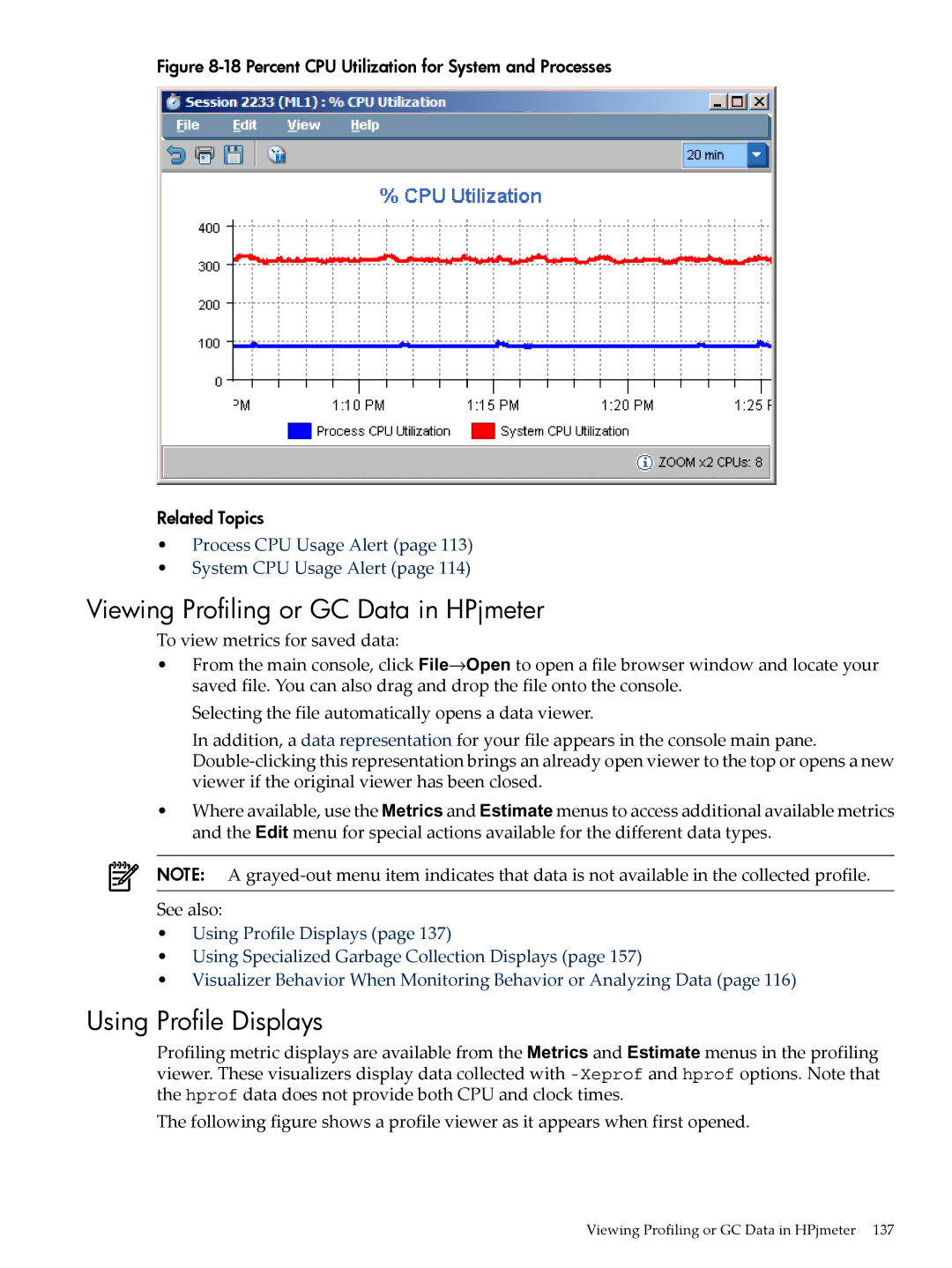 HP jmeter Software for -UX manual Viewing Profiling or GC Data in HPjmeter, Using Profile Displays 