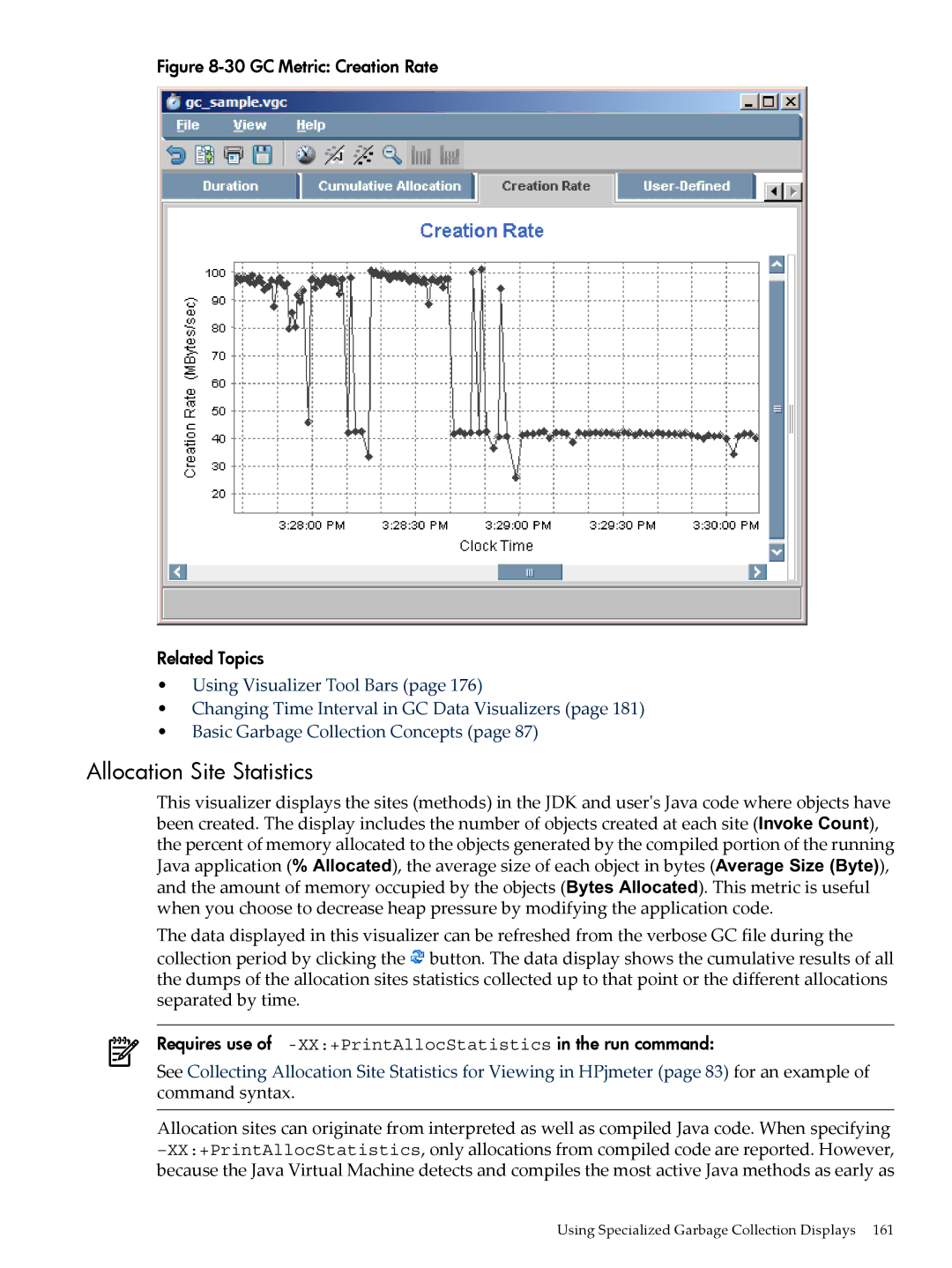 HP jmeter Software for -UX manual Allocation Site Statistics, GC Metric Creation Rate Related Topics 