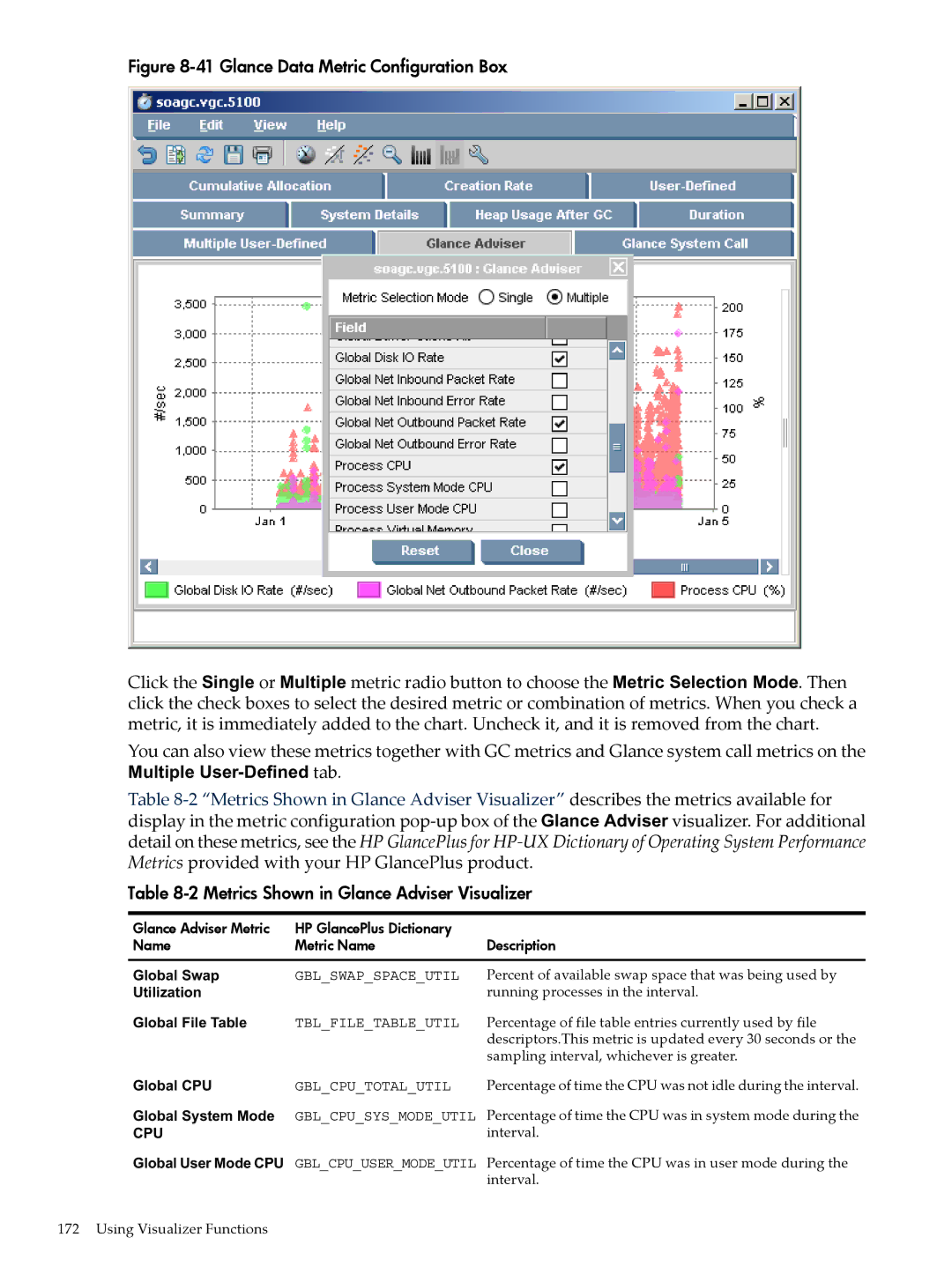 HP jmeter Software for -UX manual Glance Data Metric Configuration Box 