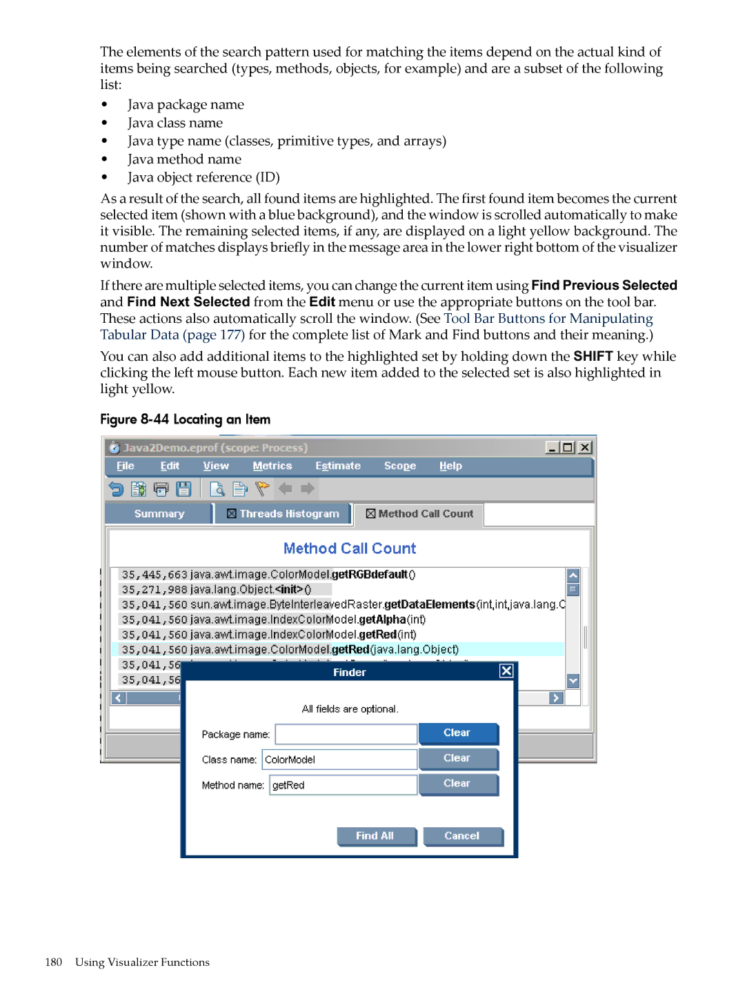 HP jmeter Software for -UX manual Locating an Item 