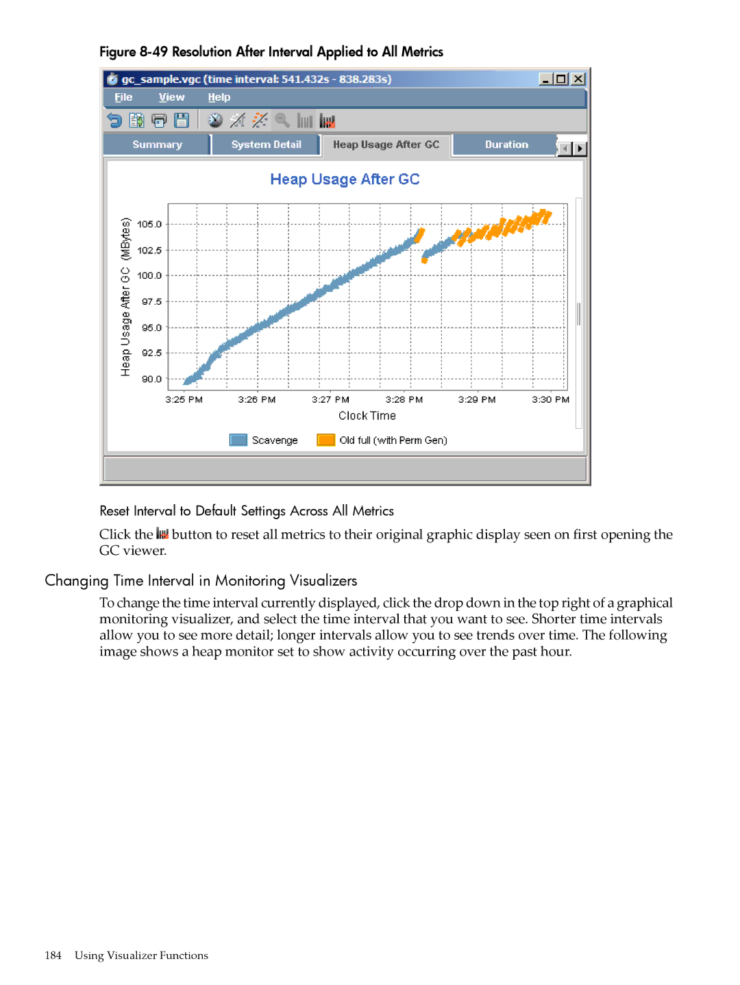 HP jmeter Software for -UX manual Changing Time Interval in Monitoring Visualizers 