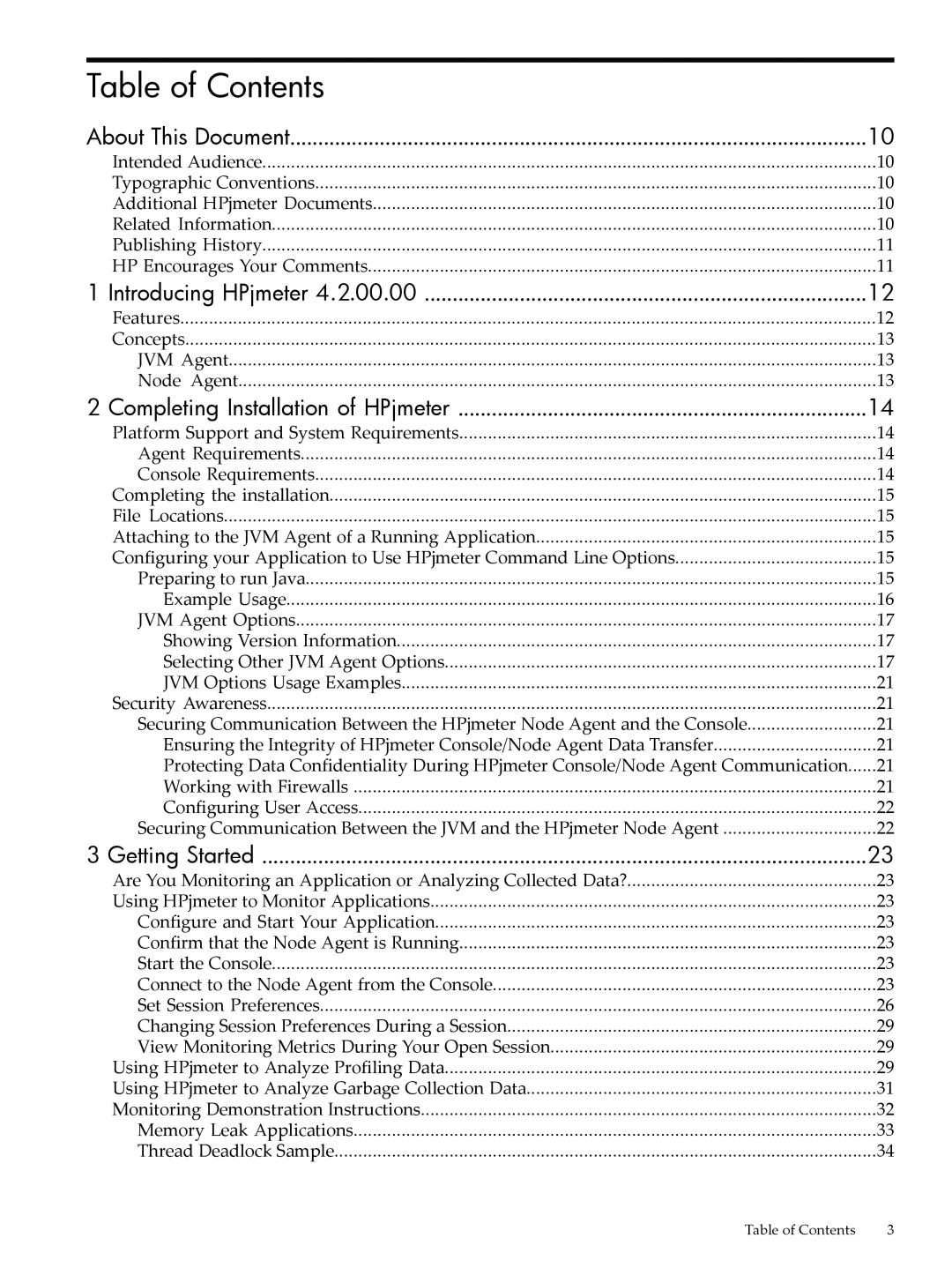 HP jmeter Software for -UX manual Table of Contents 