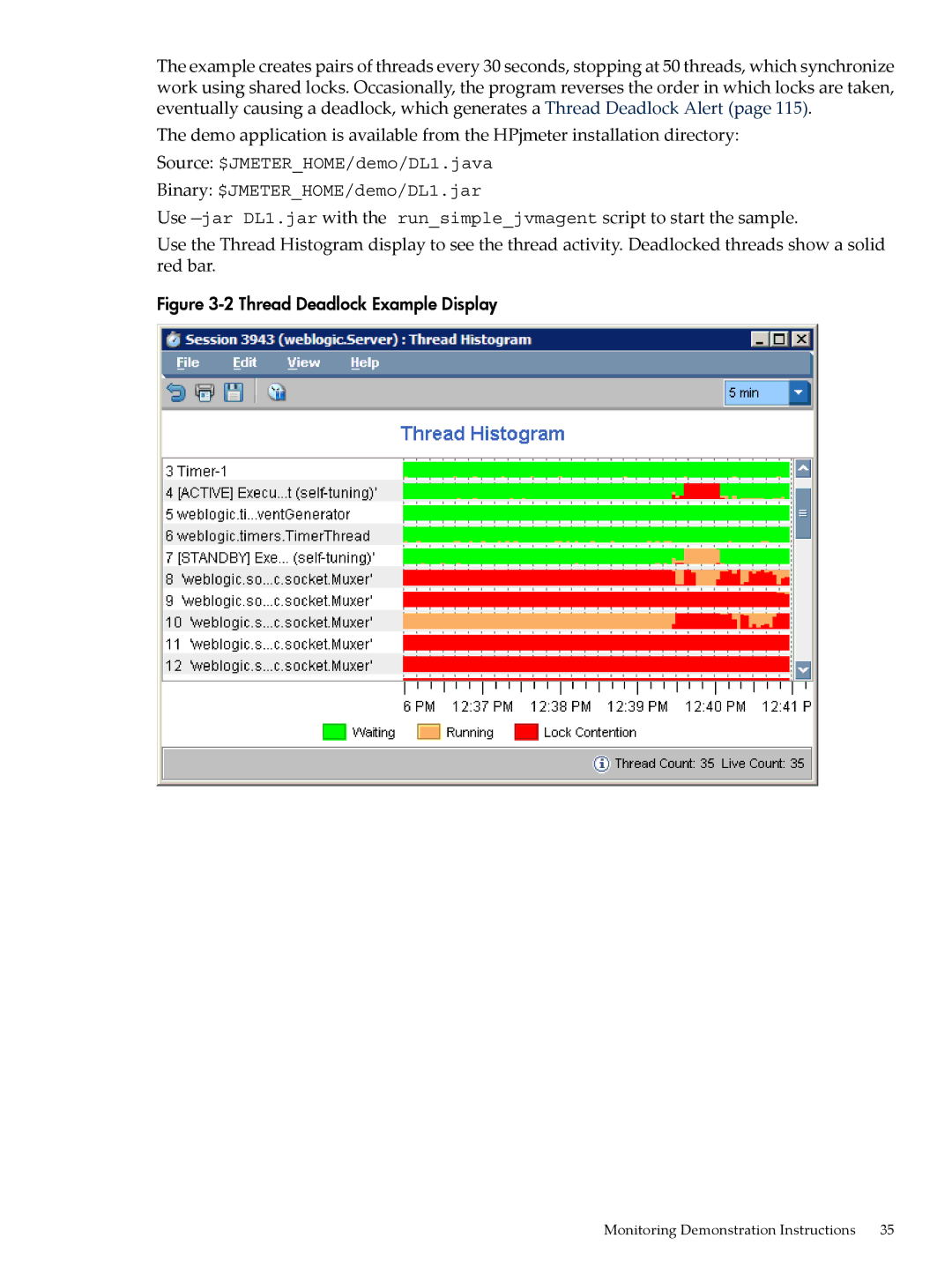 HP jmeter Software for -UX manual Thread Deadlock Example Display 