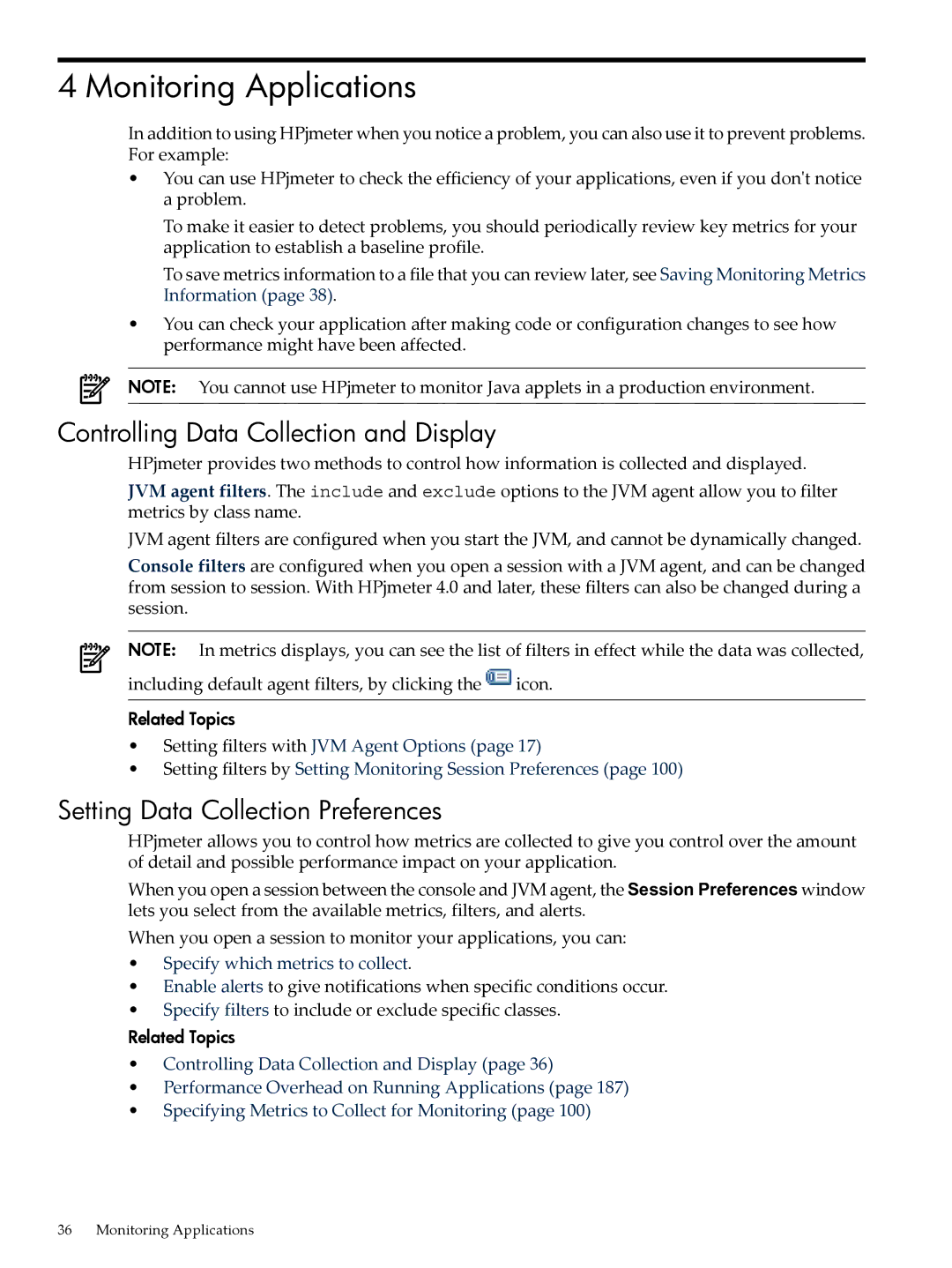 HP jmeter Software for -UX manual Monitoring Applications, Controlling Data Collection and Display 