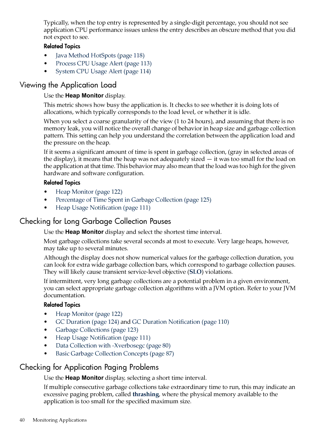 HP jmeter Software for -UX manual Viewing the Application Load, Checking for Long Garbage Collection Pauses 