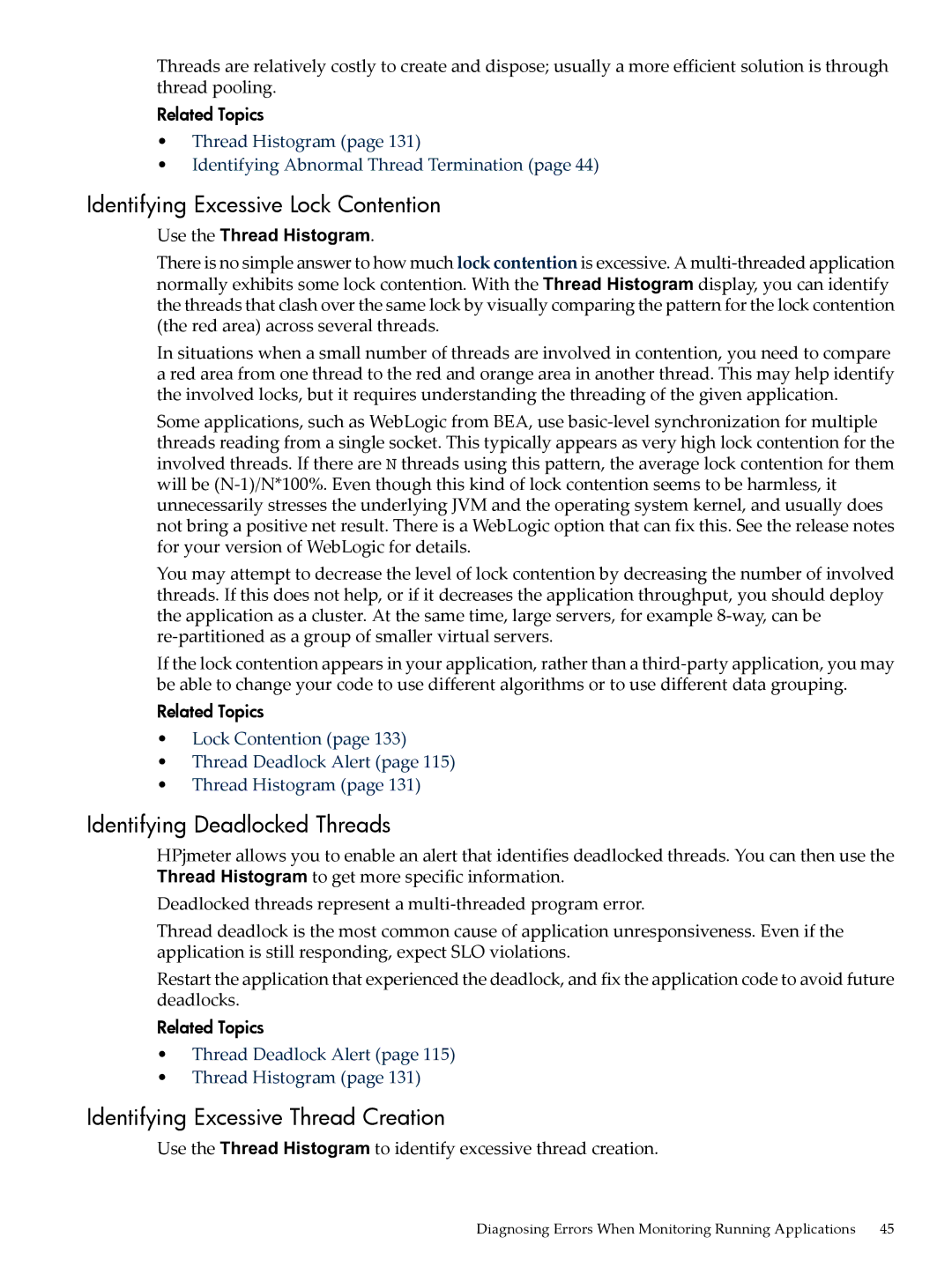 HP jmeter Software for -UX manual Identifying Excessive Lock Contention, Identifying Deadlocked Threads 