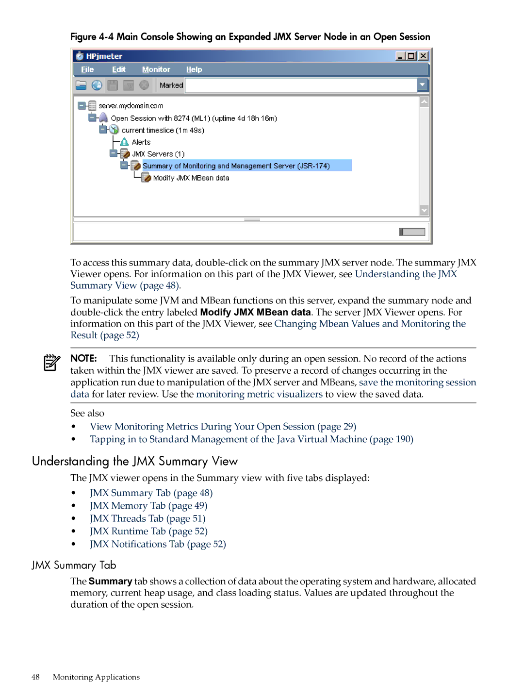 HP jmeter Software for -UX manual Understanding the JMX Summary View, JMX Summary Tab 