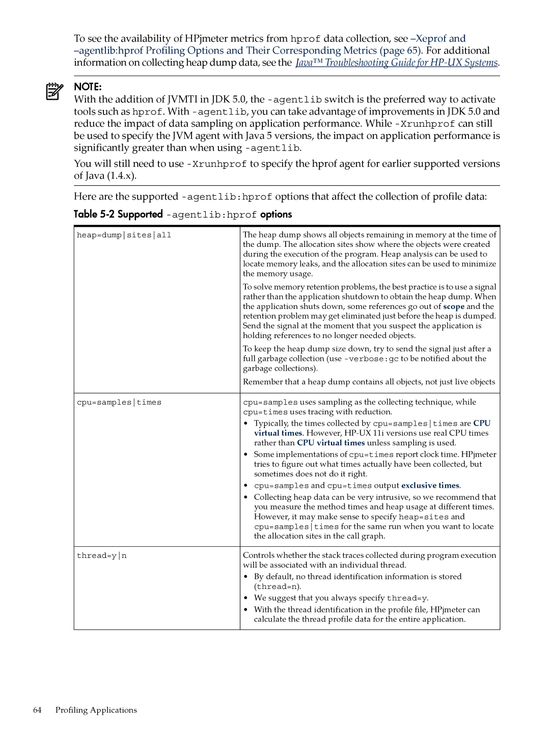 HP jmeter Software for -UX manual Supported -agentlibhprofoptions 