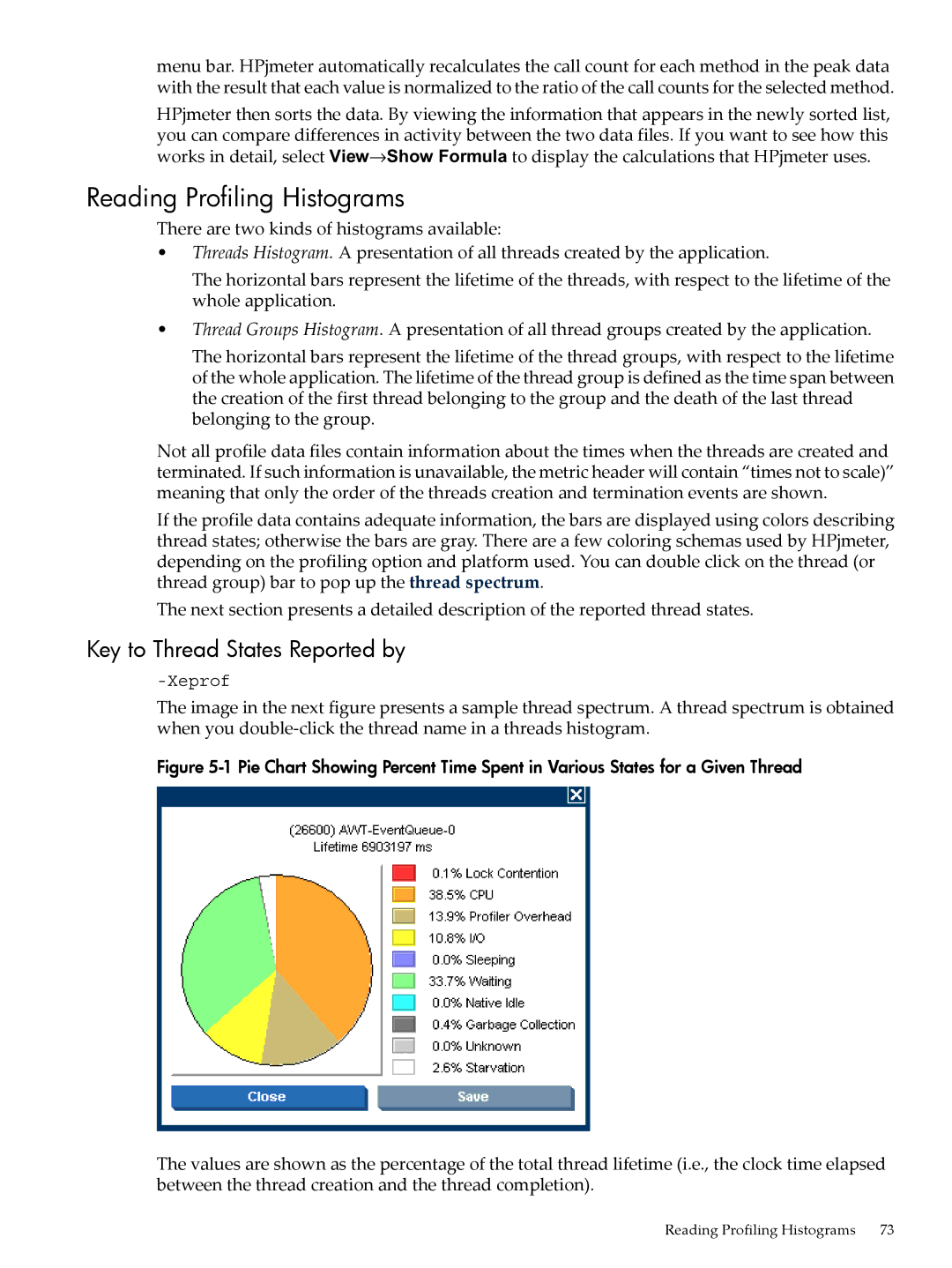 HP jmeter Software for -UX manual Reading Profiling Histograms, Key to Thread States Reported by 