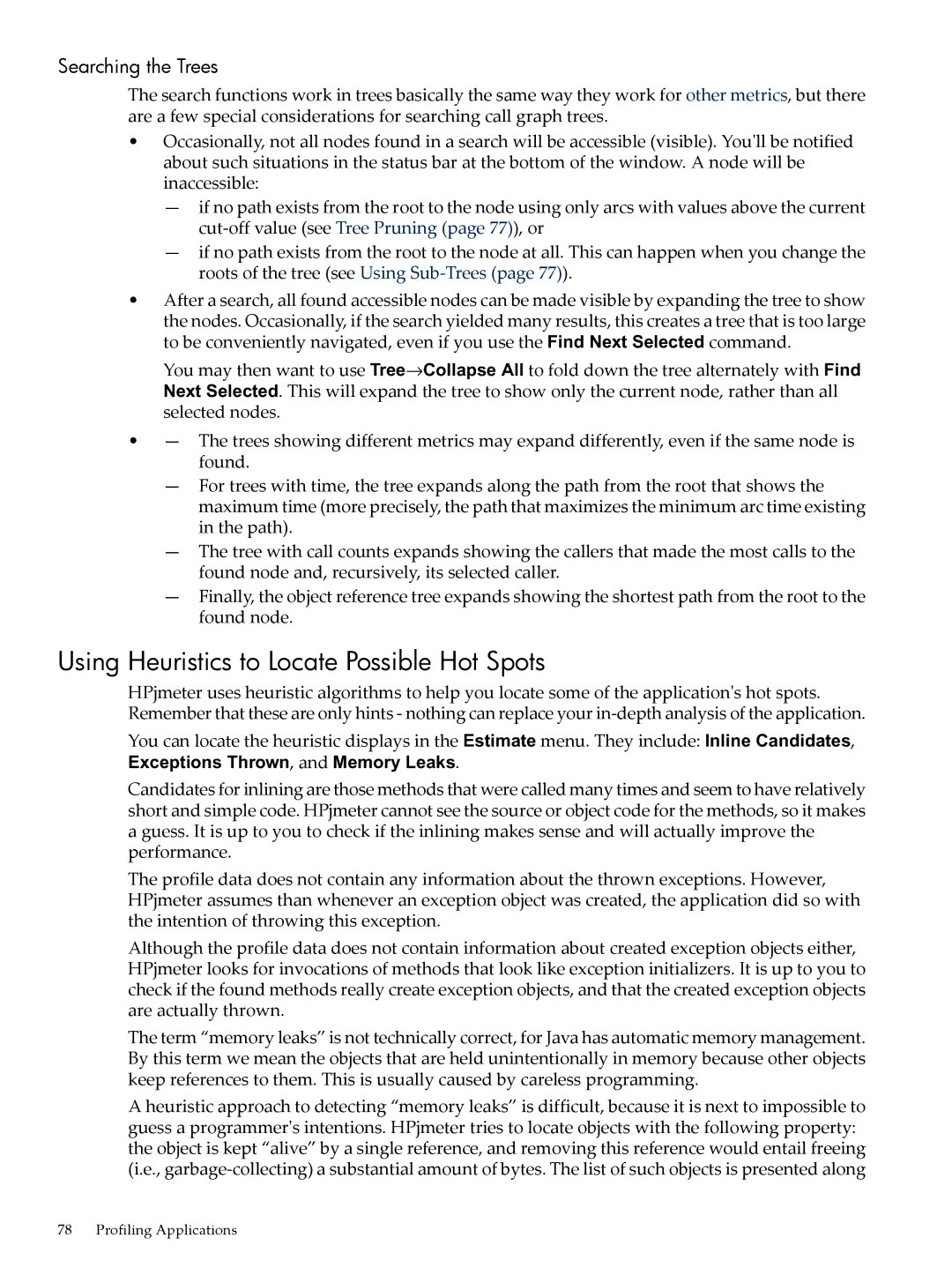 HP jmeter Software for -UX manual Using Heuristics to Locate Possible Hot Spots, Searching the Trees 