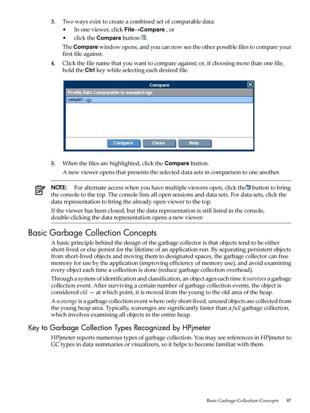 HP jmeter Software for -UX manual Basic Garbage Collection Concepts, Key to Garbage Collection Types Recognized by HPjmeter 