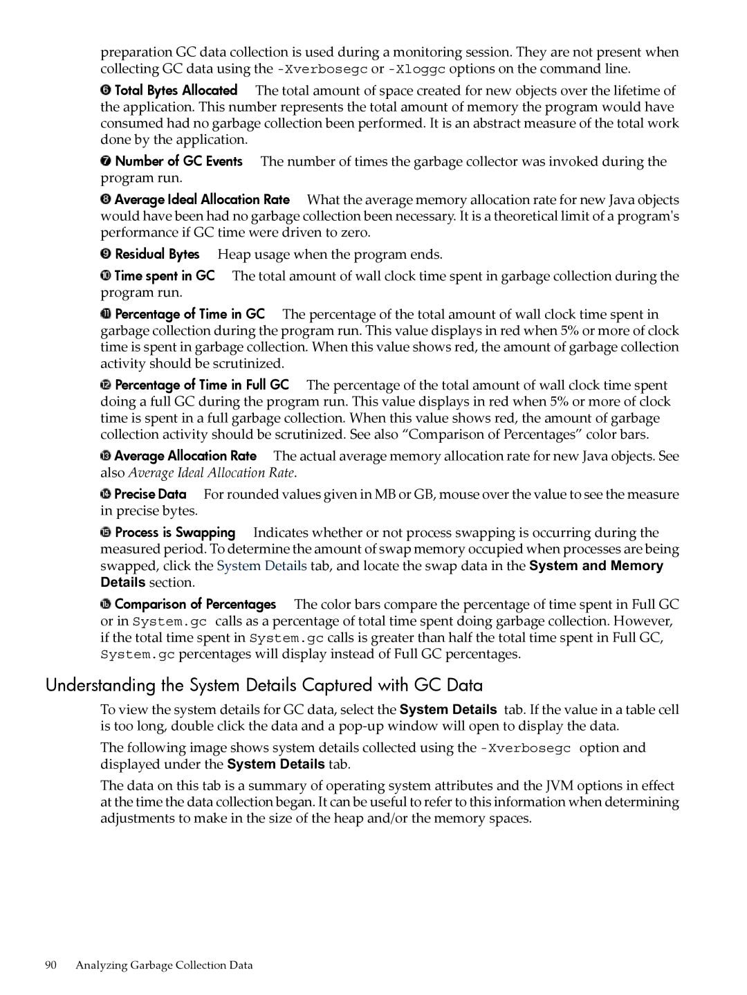 HP jmeter Software for -UX manual Understanding the System Details Captured with GC Data 