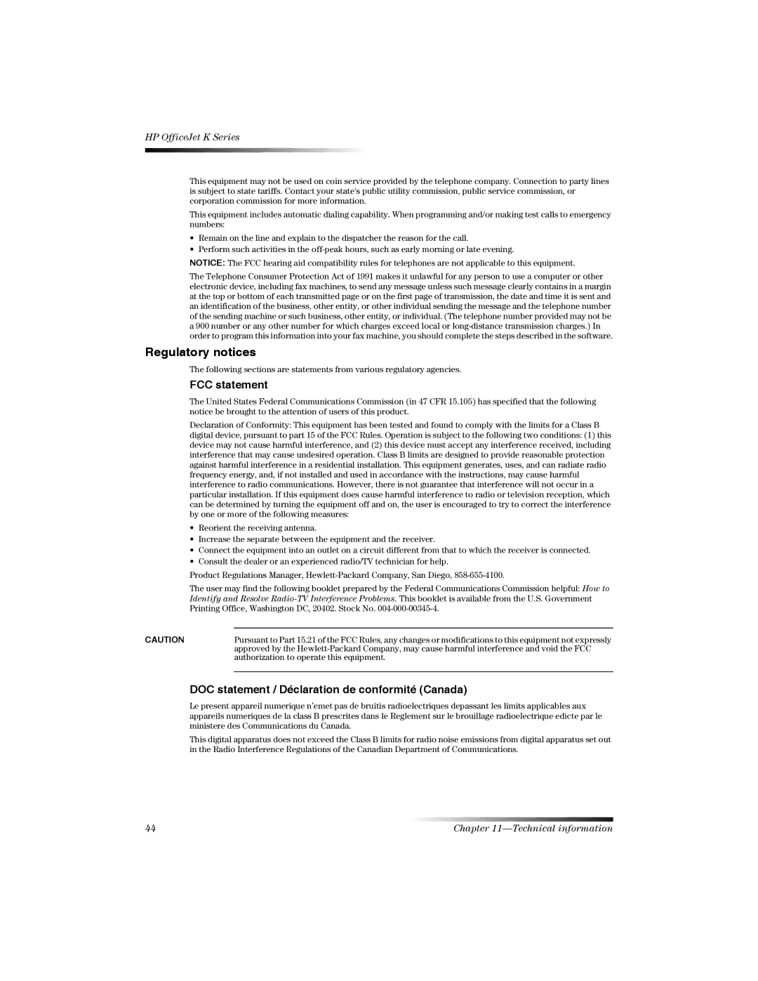 HP K manual Regulatory notices 