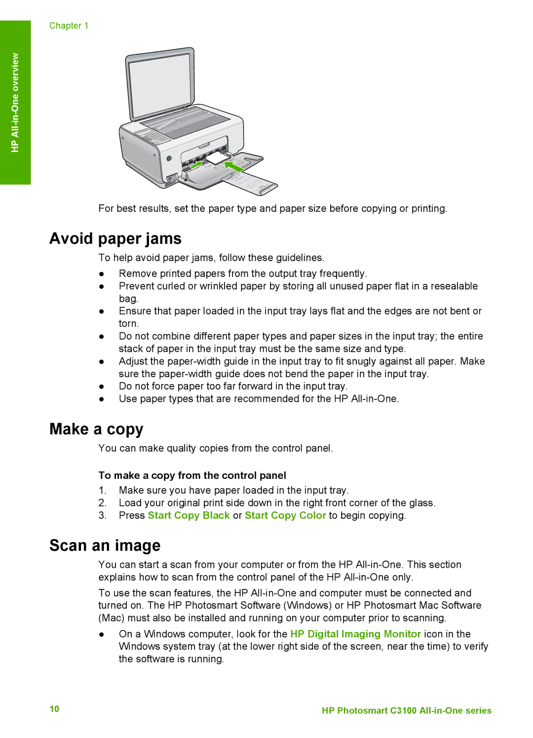 HP K510 manual Avoid paper jams, Make a copy, Scan an image, To make a copy from the control panel 