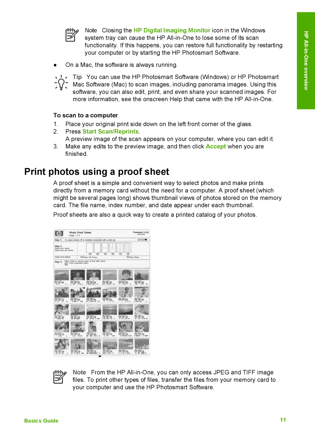 HP K510 manual Print photos using a proof sheet, To scan to a computer, Press Start Scan/Reprints 