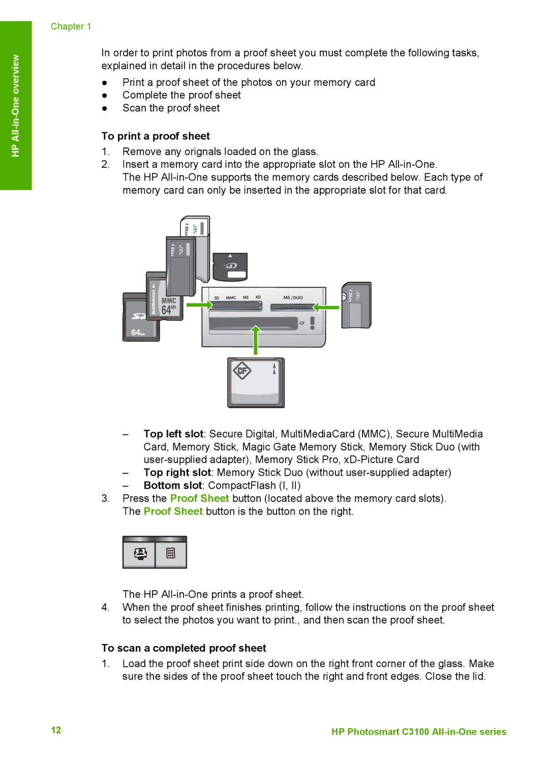 HP K510 manual To print a proof sheet, To scan a completed proof sheet 