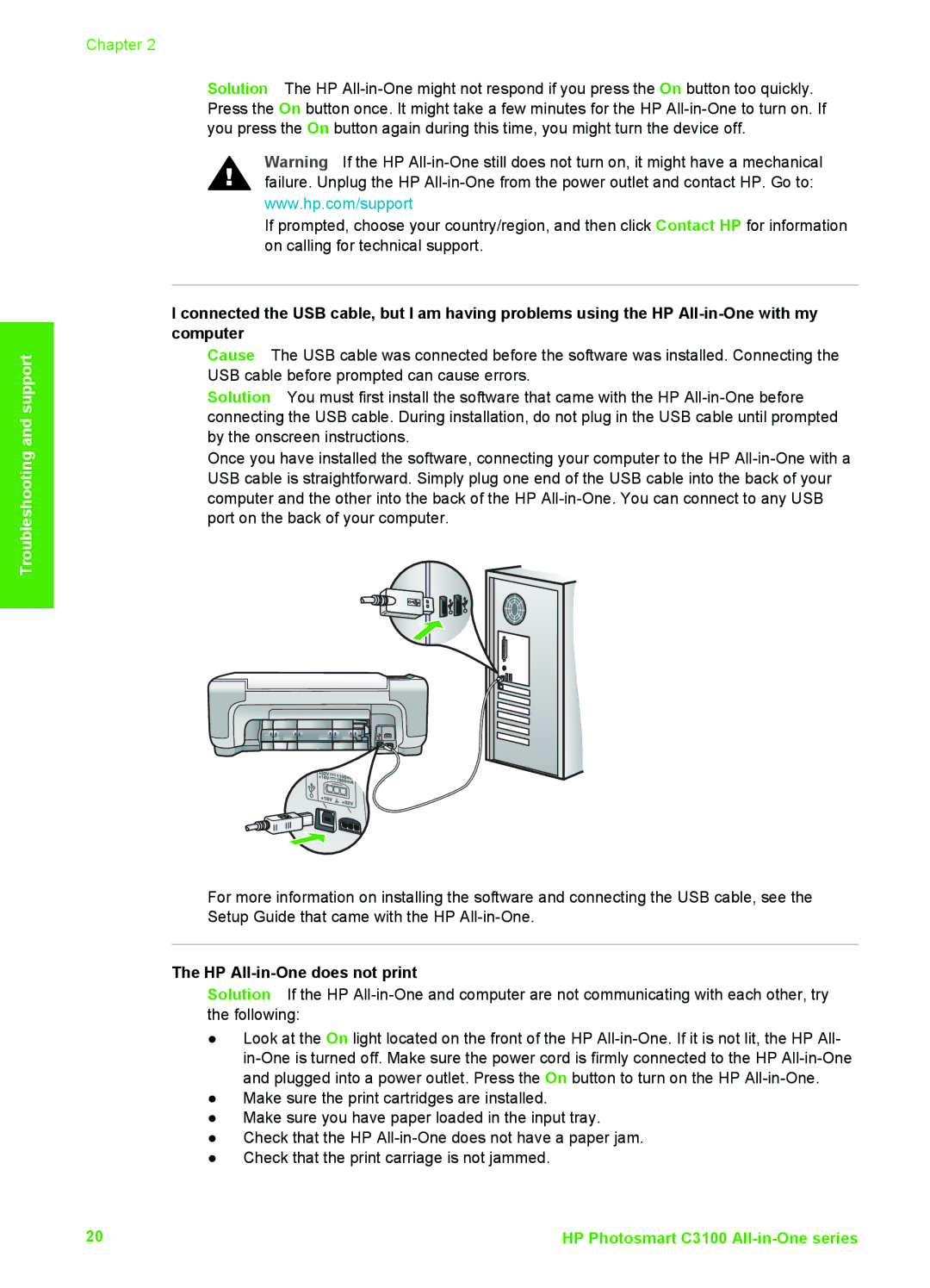 HP K510 manual HP All-in-One does not print 