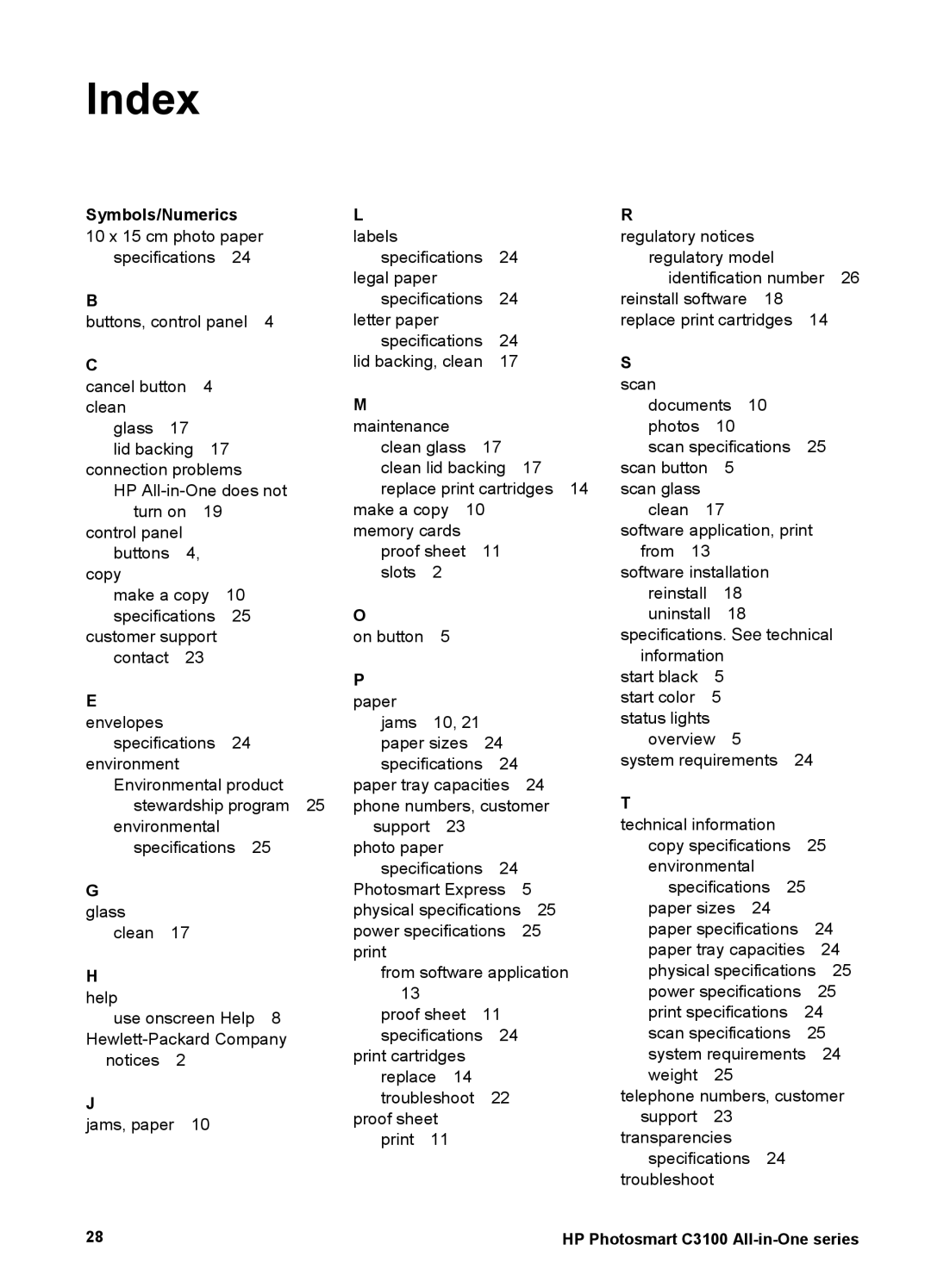 HP K510 manual Index, Symbols/Numerics 