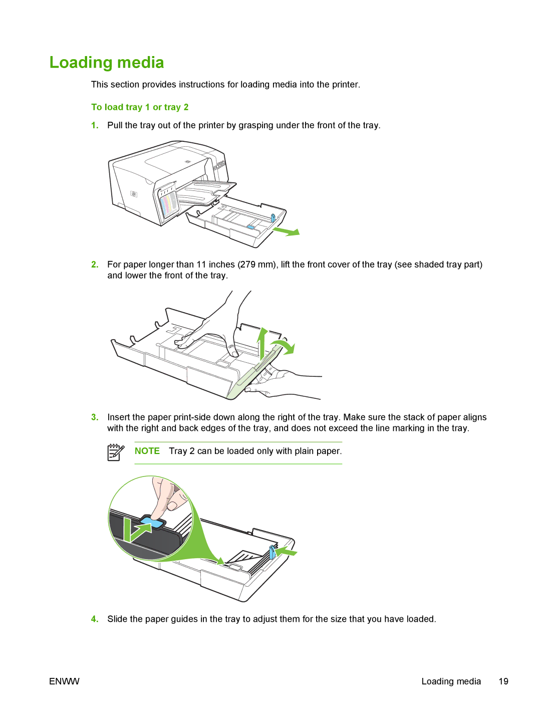 HP K550 manual Loading media, To load tray 1 or tray 