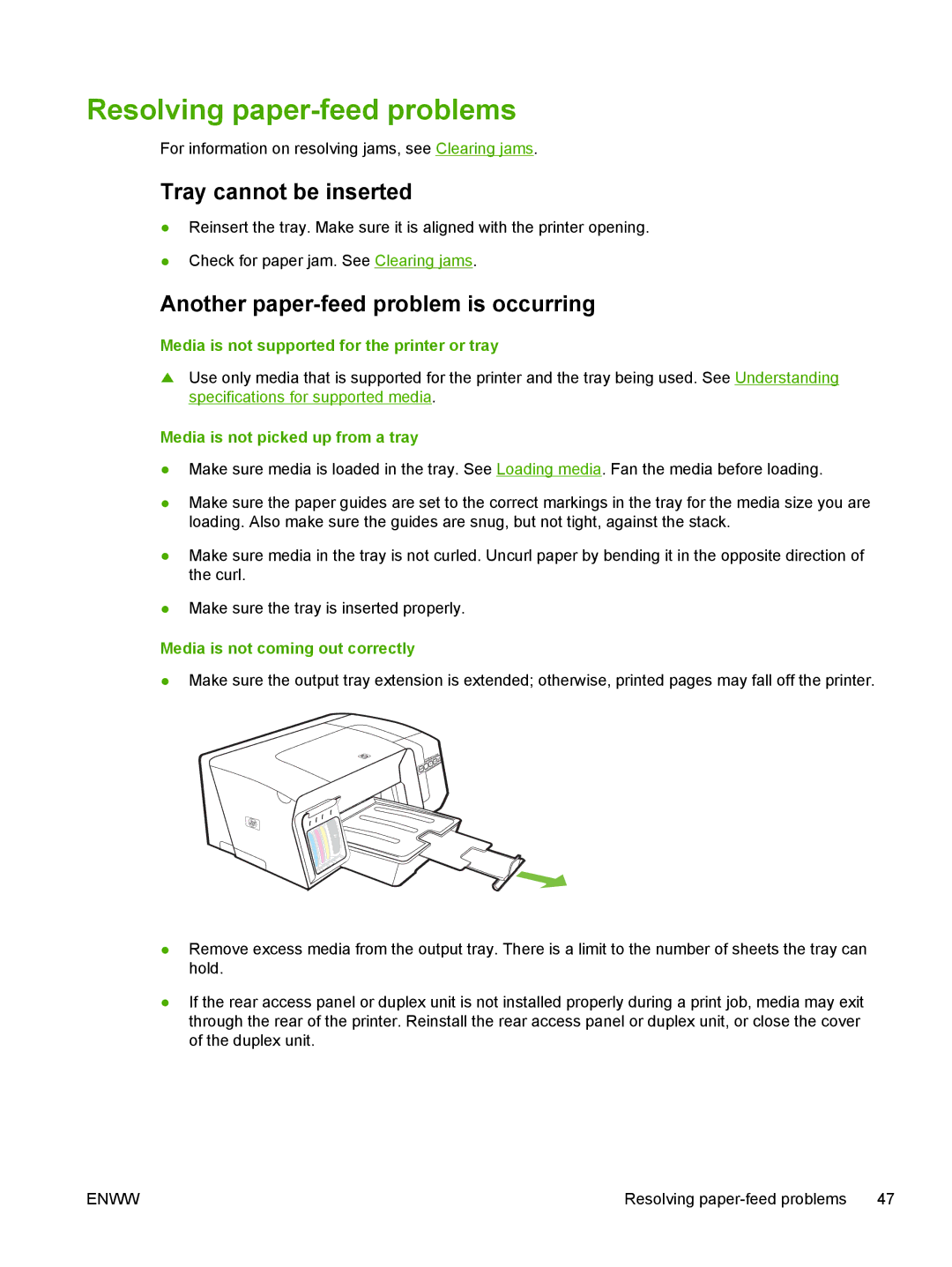 HP K550 manual Resolving paper-feed problems, Tray cannot be inserted, Another paper-feed problem is occurring 