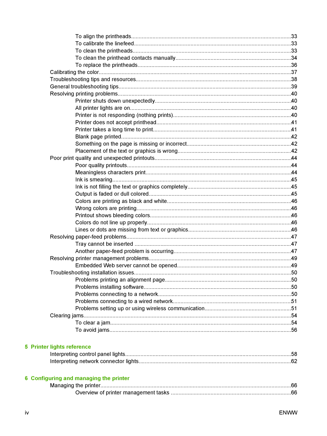 HP K550 manual Printer lights reference, Configuring and managing the printer 