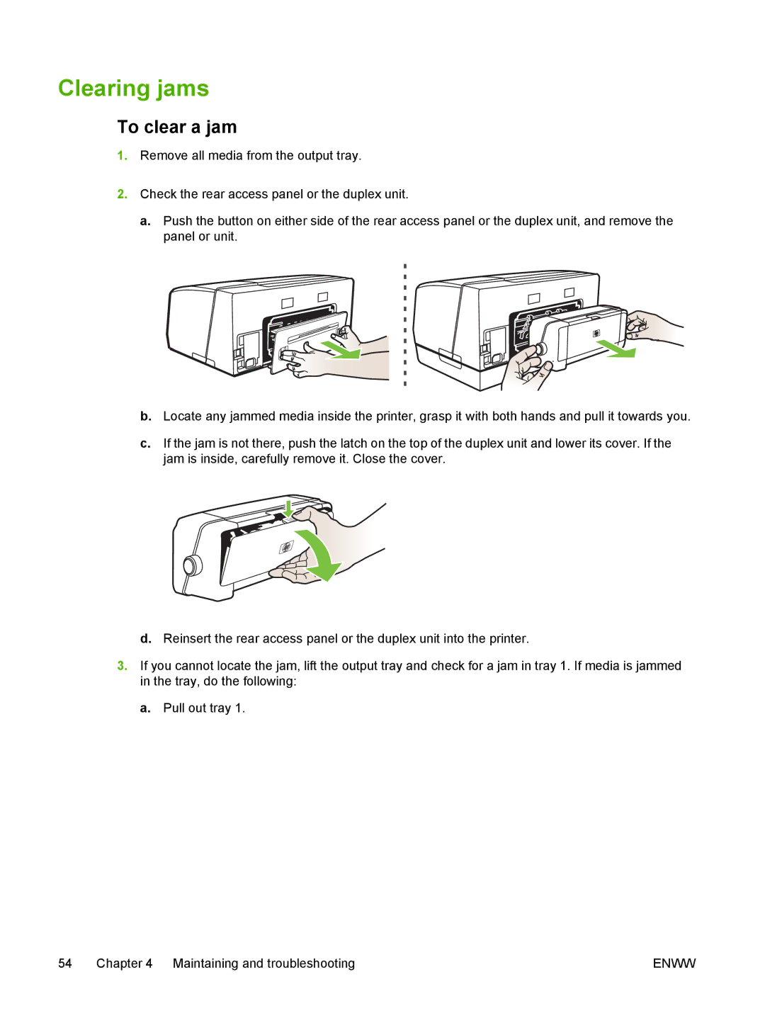 HP K550 manual Clearing jams, To clear a jam 