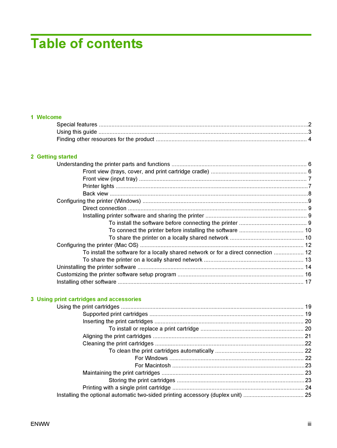 HP K7100 manual Table of contents 