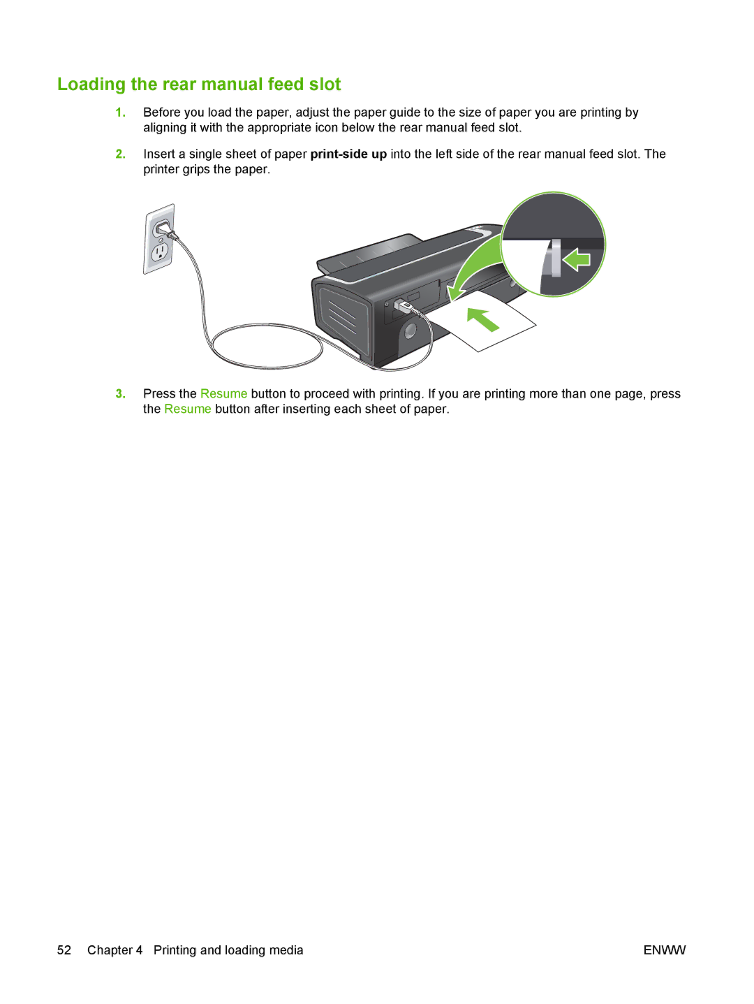 HP K7100 Loading the rear manual feed slot 