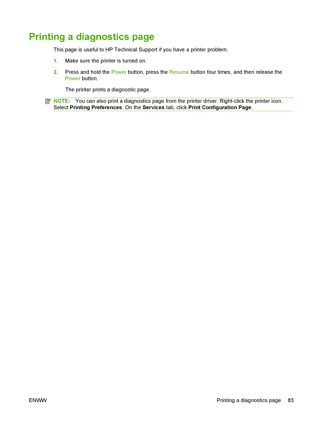 HP K7100 manual Printing a diagnostics 