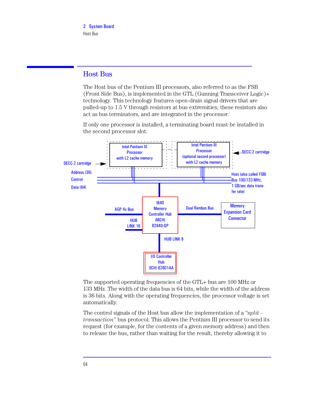 HP KAYAK XU800 manual Host Bus 