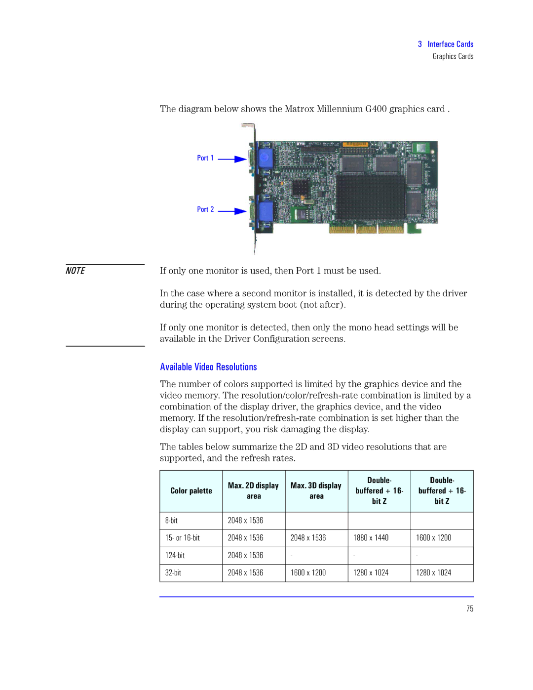 HP KAYAK XU800 manual If only one monitor is used, then Port 1 must be used, During the operating system boot not after 