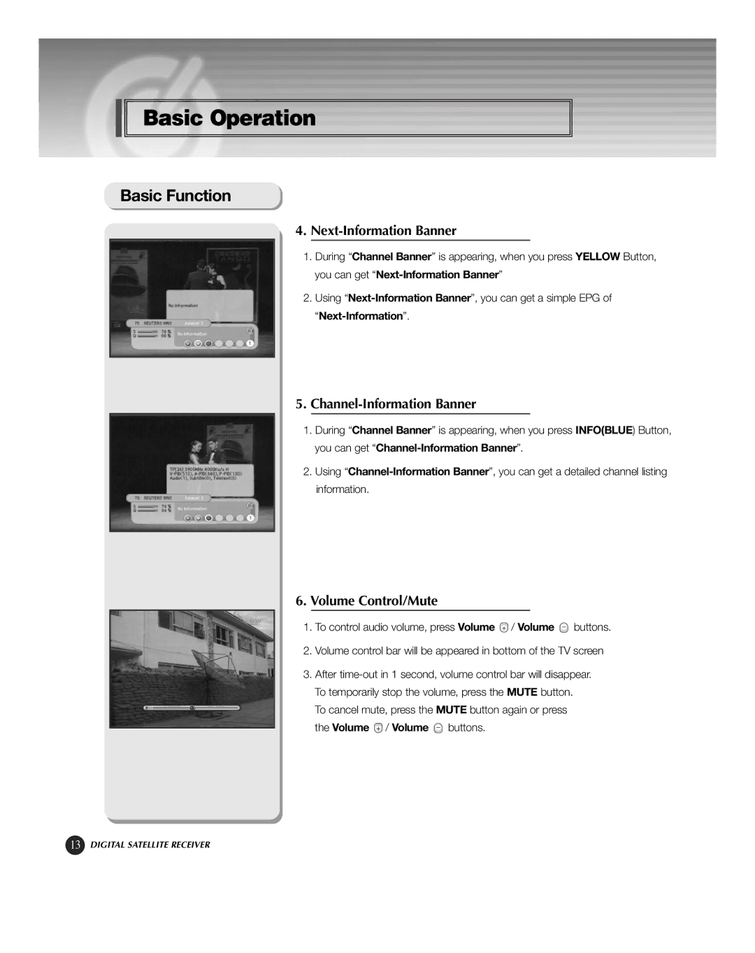 HP KSC-570 manual Next-Information Banner, Channel-Information Banner, Volume Control/Mute 