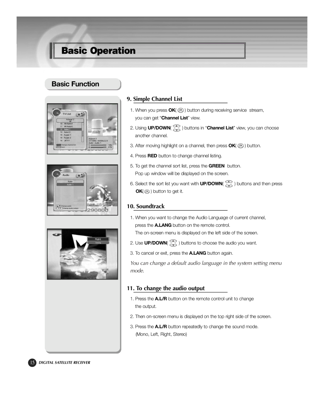 HP KSC-570 manual Simple Channel List, Soundtrack, To change the audio output 