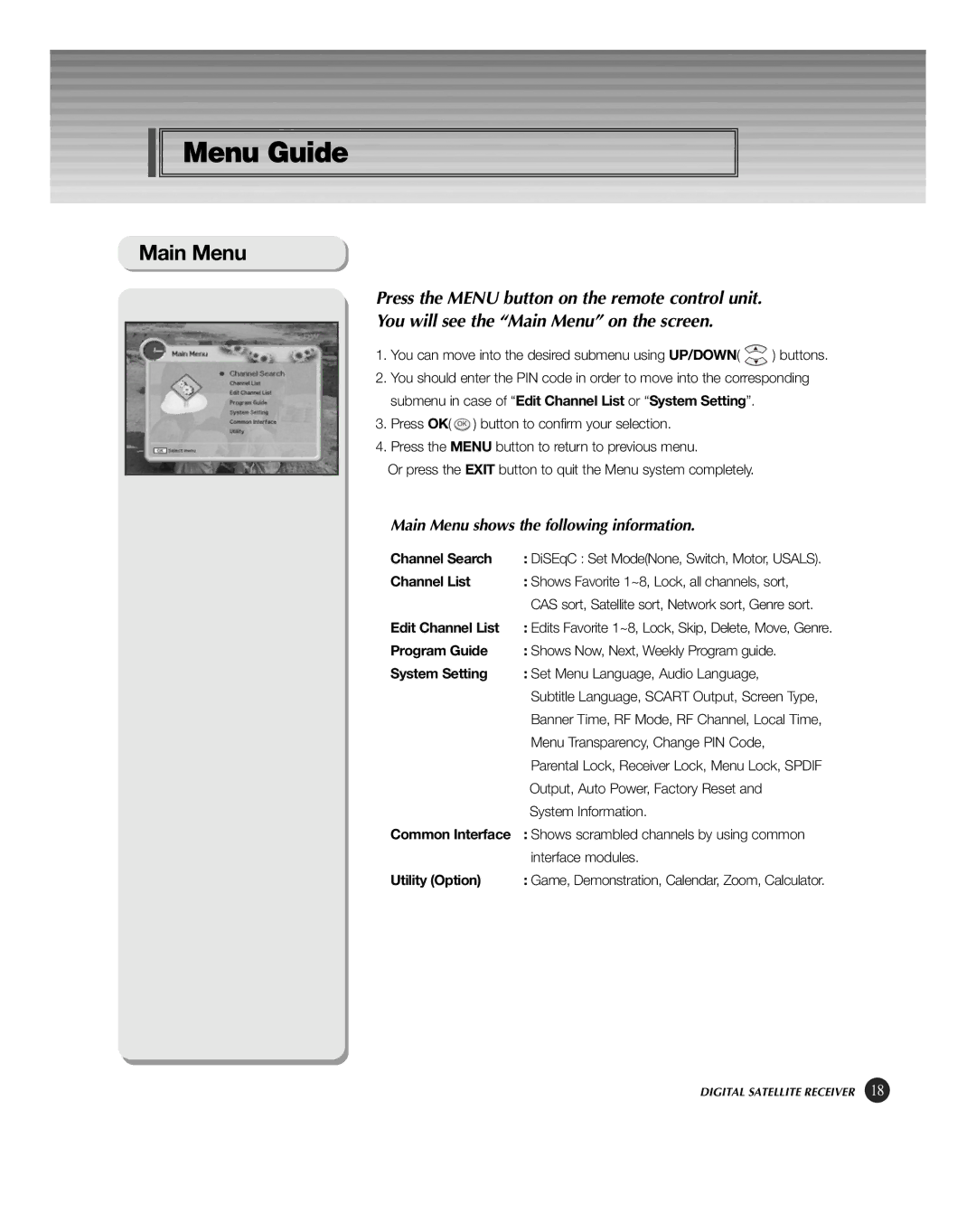 HP KSC-570 manual Main Menu 