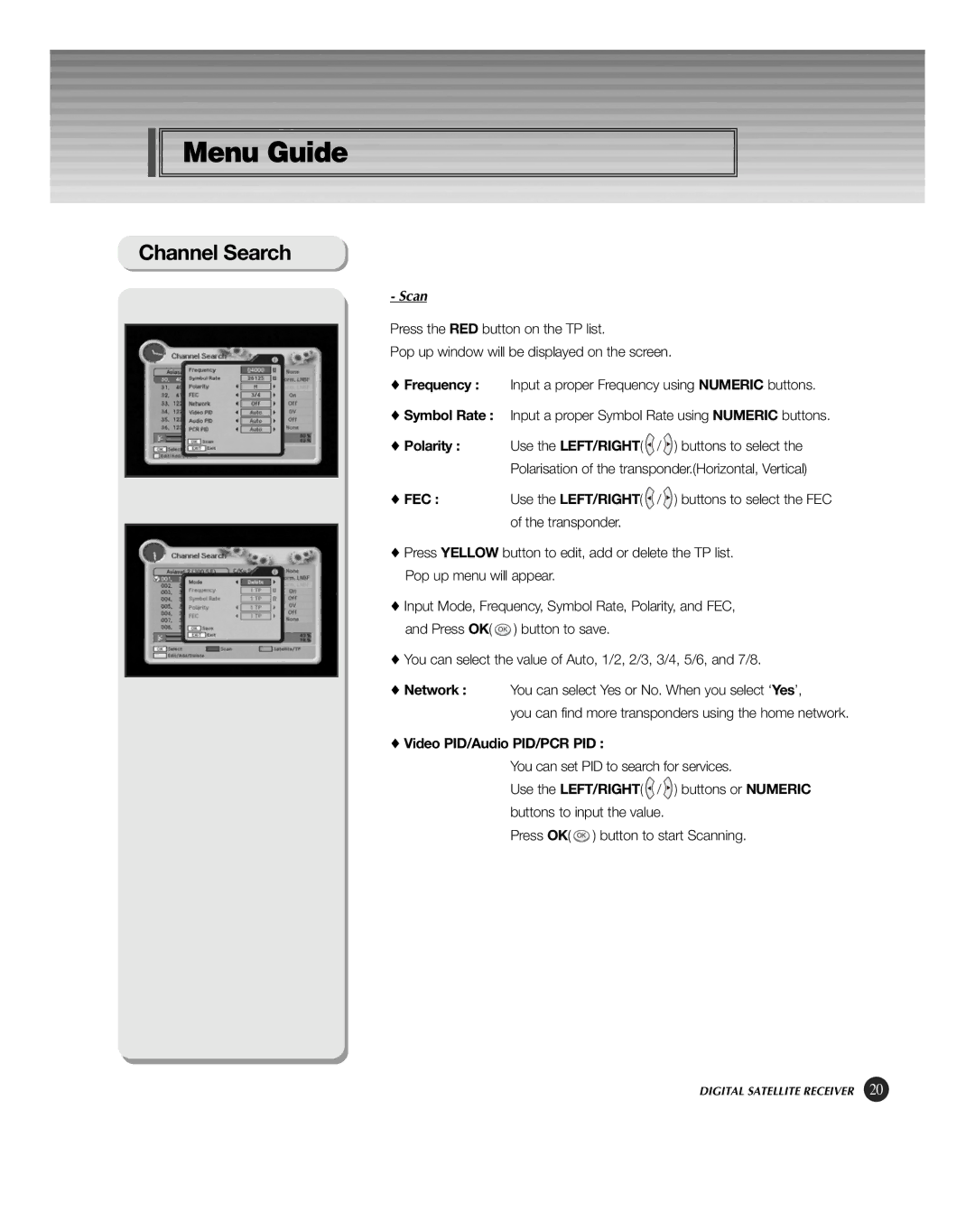 HP KSC-570 manual Fec, Video PID/Audio PID/PCR PID 