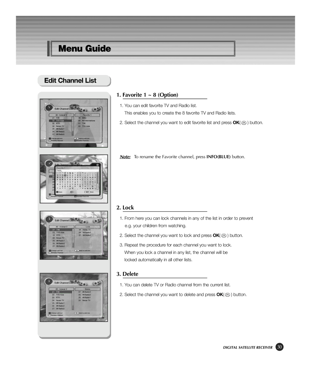 HP KSC-570 manual Favorite 1 ~ 8 Option, Lock, Delete 