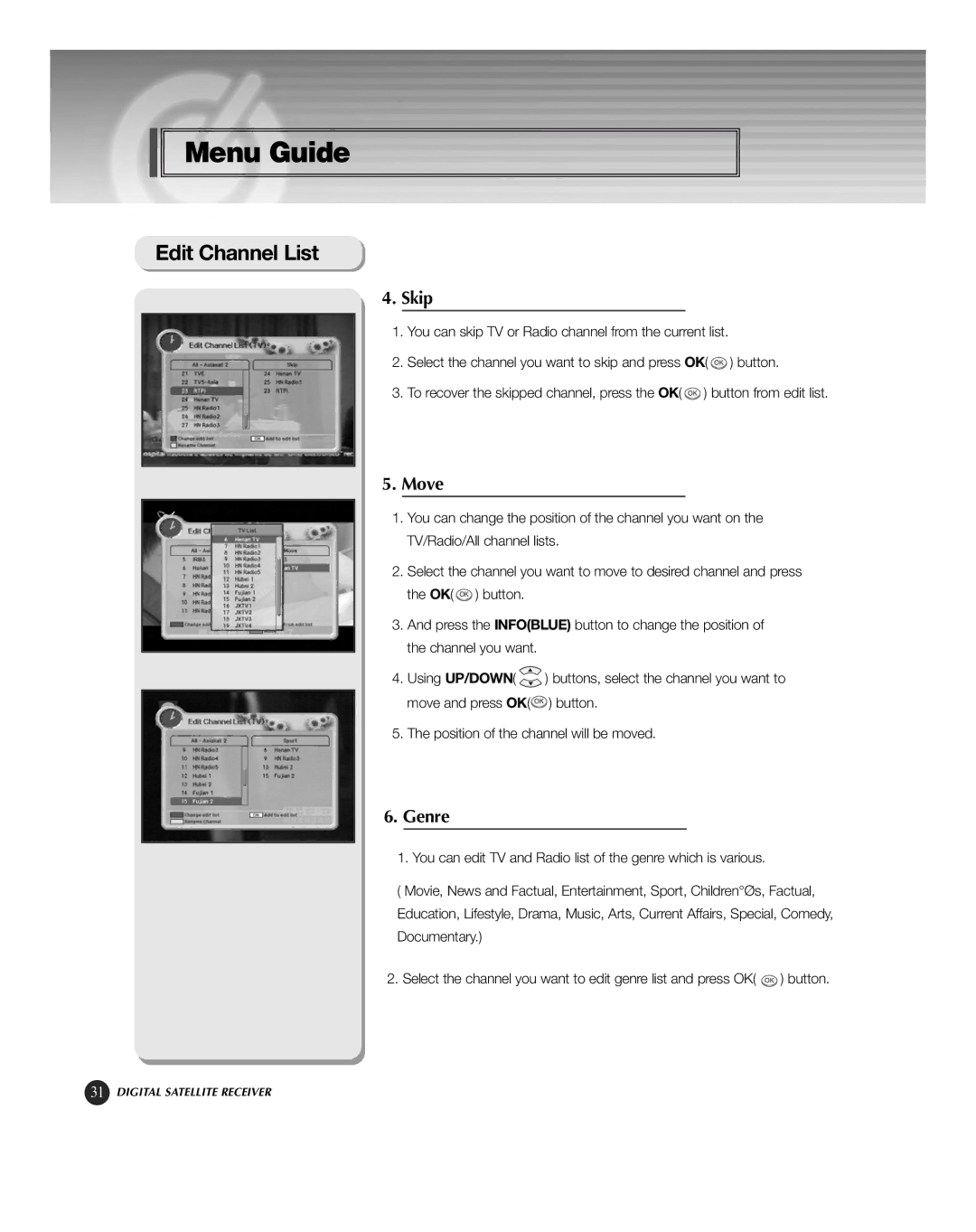 HP KSC-570 manual Skip, Move, Genre 