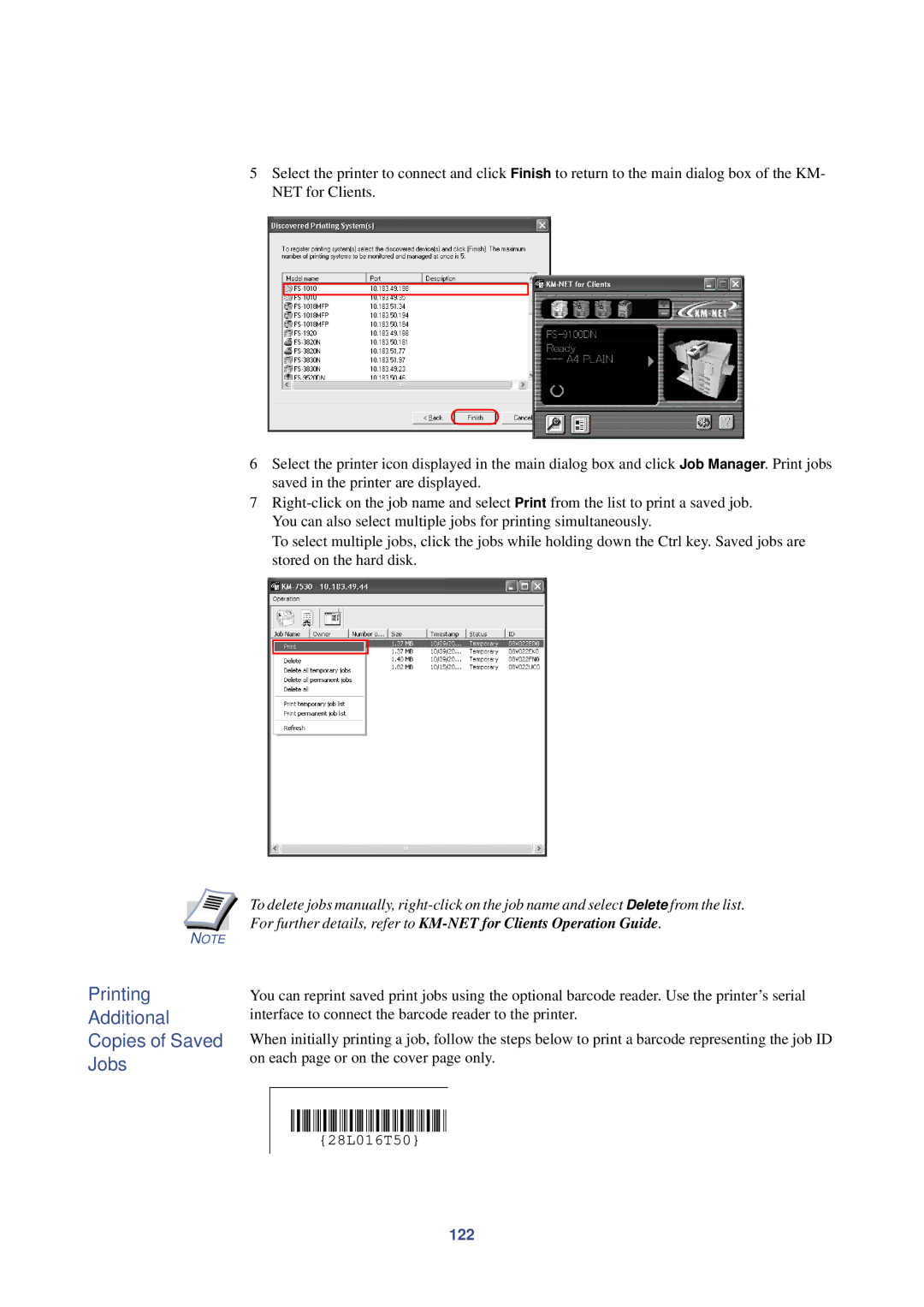 HP Kyocera Extended Driver manual Printing Additional Copies of Saved Jobs, 122 