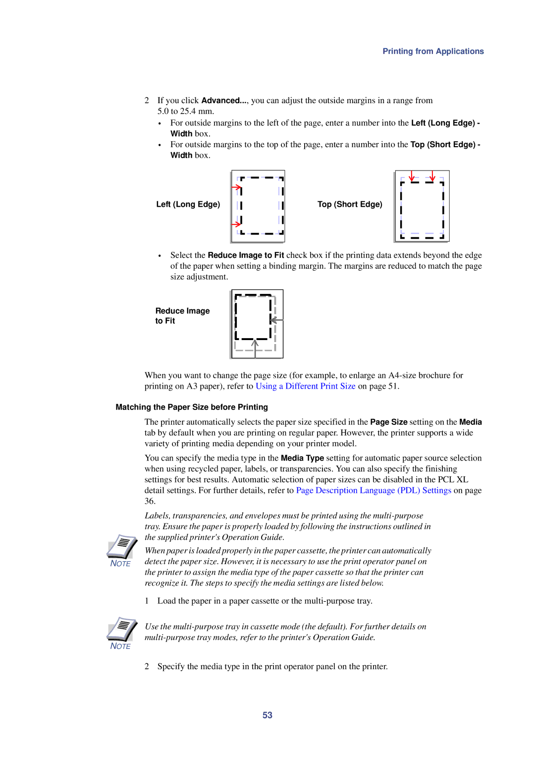 HP Kyocera Extended Driver manual Reduce Image to Fit, Matching the Paper Size before Printing 