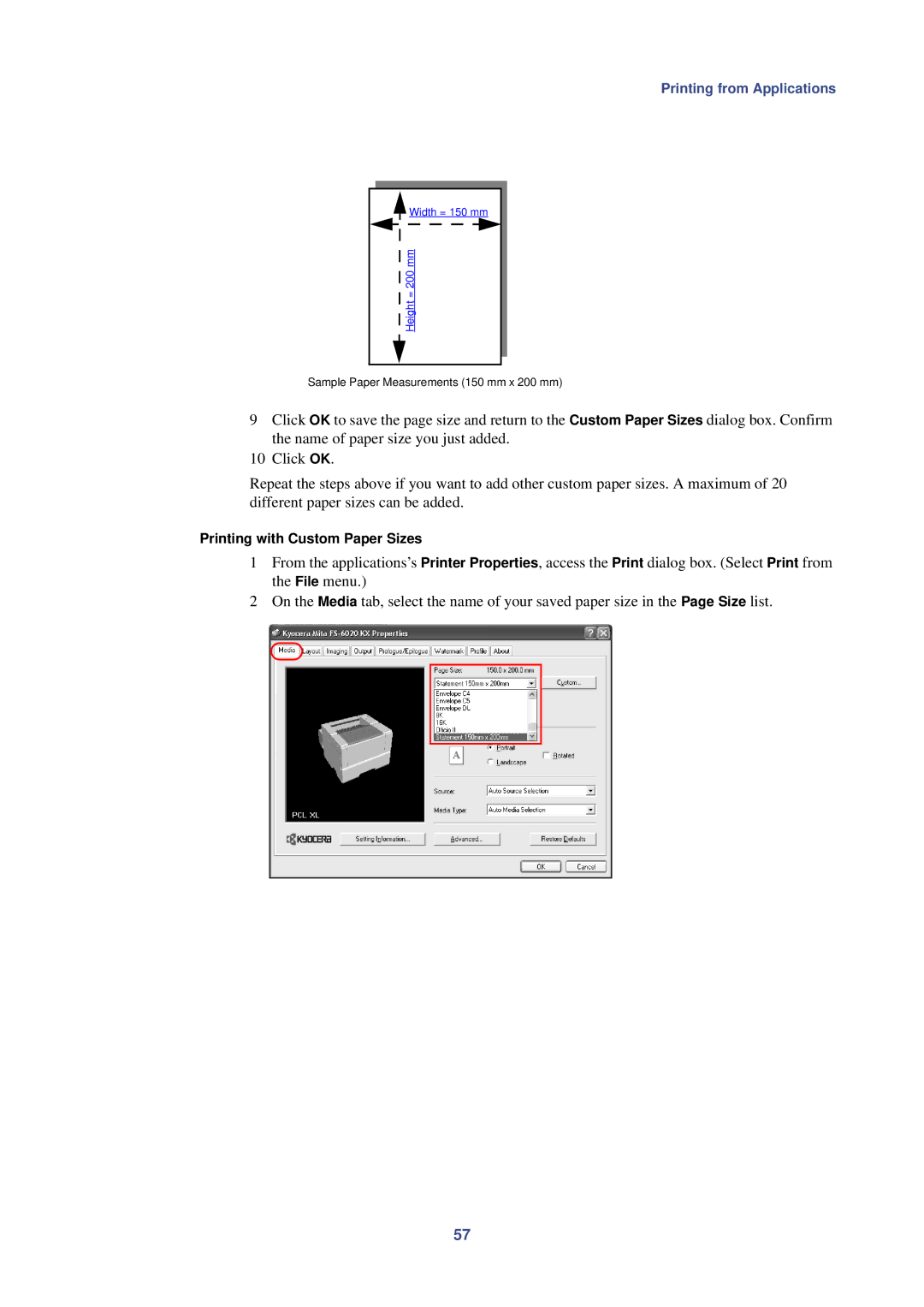 HP Kyocera Extended Driver manual Printing with Custom Paper Sizes 