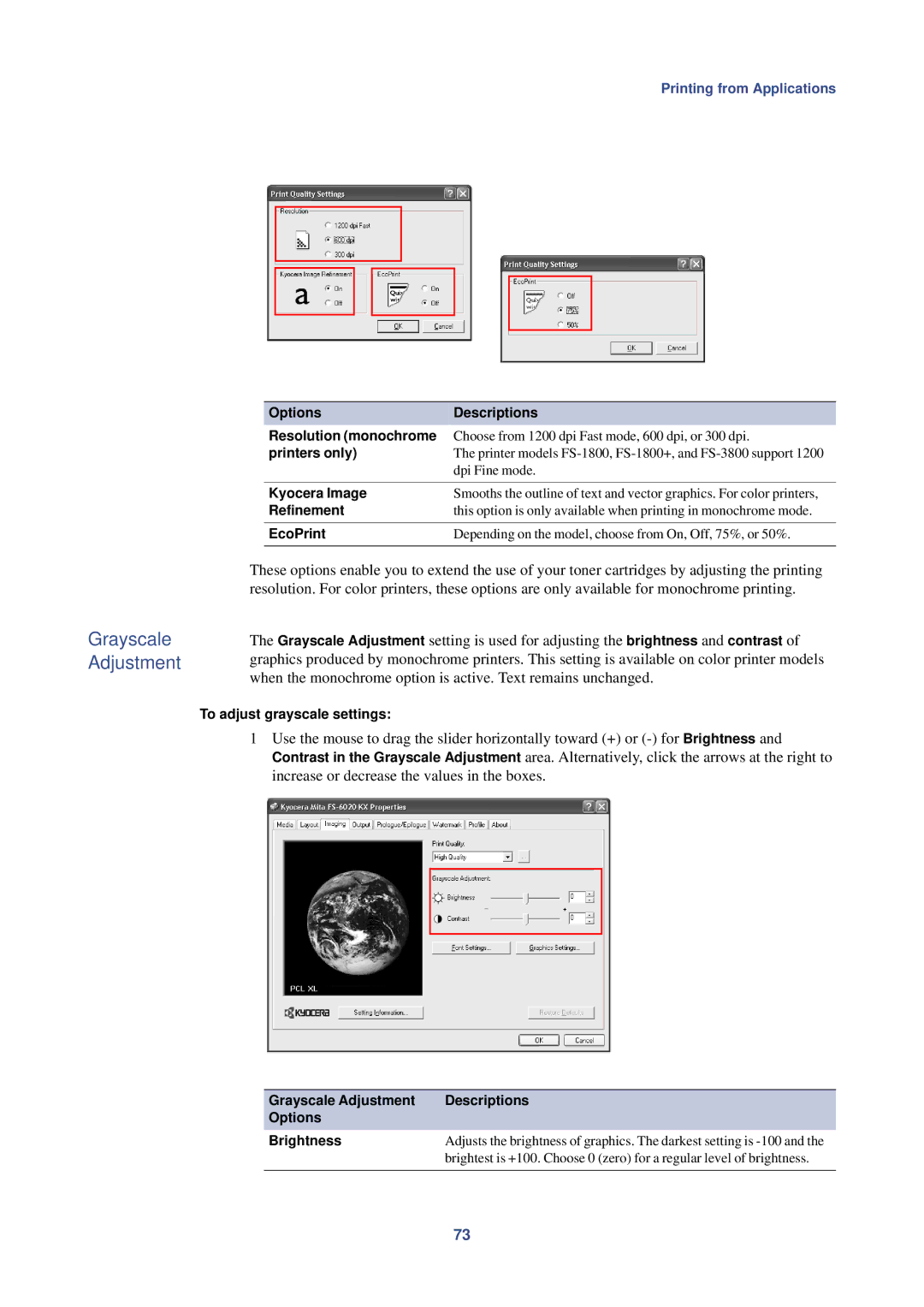 HP Kyocera Extended Driver manual Grayscale Adjustment 